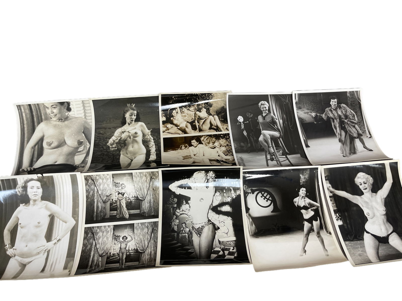 Vintage 1950's Original Burlesque Nude Pin Up Model Risque 8x10 Black and White Photographs: Vintage 1950's Original Burlesque Nude Pin Up Model Risque 8x10 Black and White Photographs