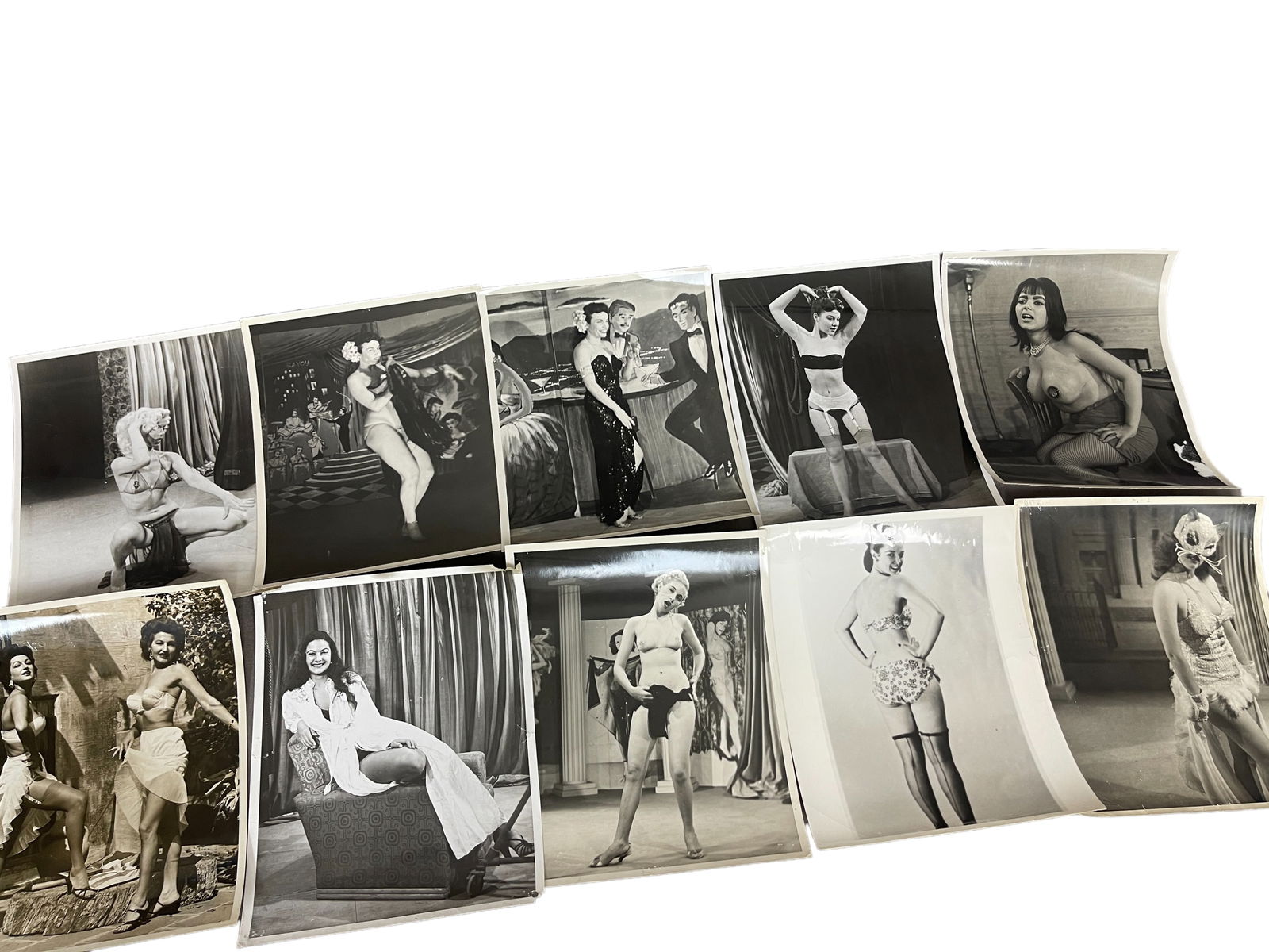 Vintage 1950's Original Burlesque Nude Pin Up Model Risque 8x10 Black and White Photographs: Vintage 1950's Original Burlesque Nude Pin Up Model Risque 8x10 Black and White Photographs