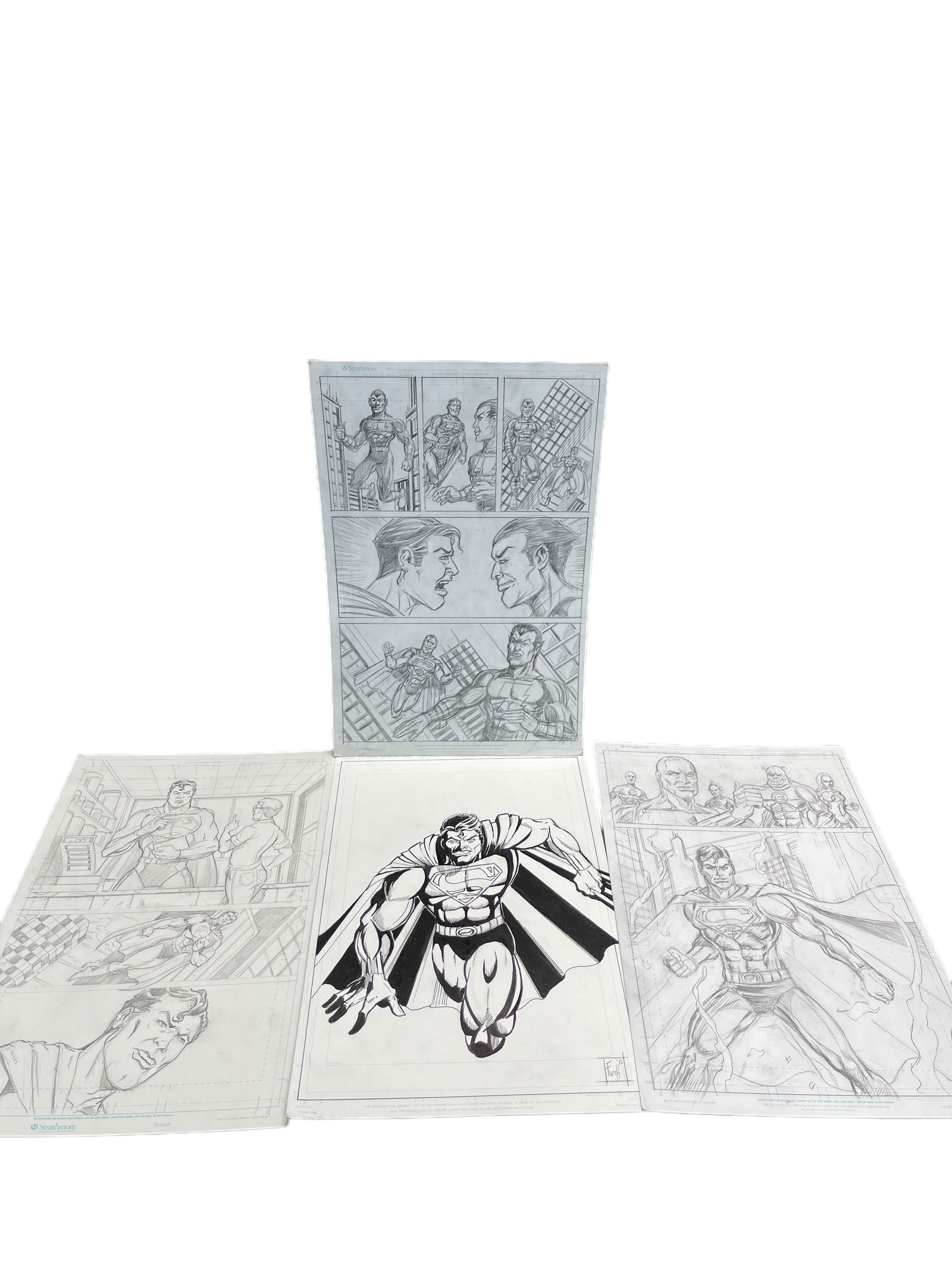 Original Comic Art Drawing "Superman" Collection Lot - Hand Drawn (1 of 5)