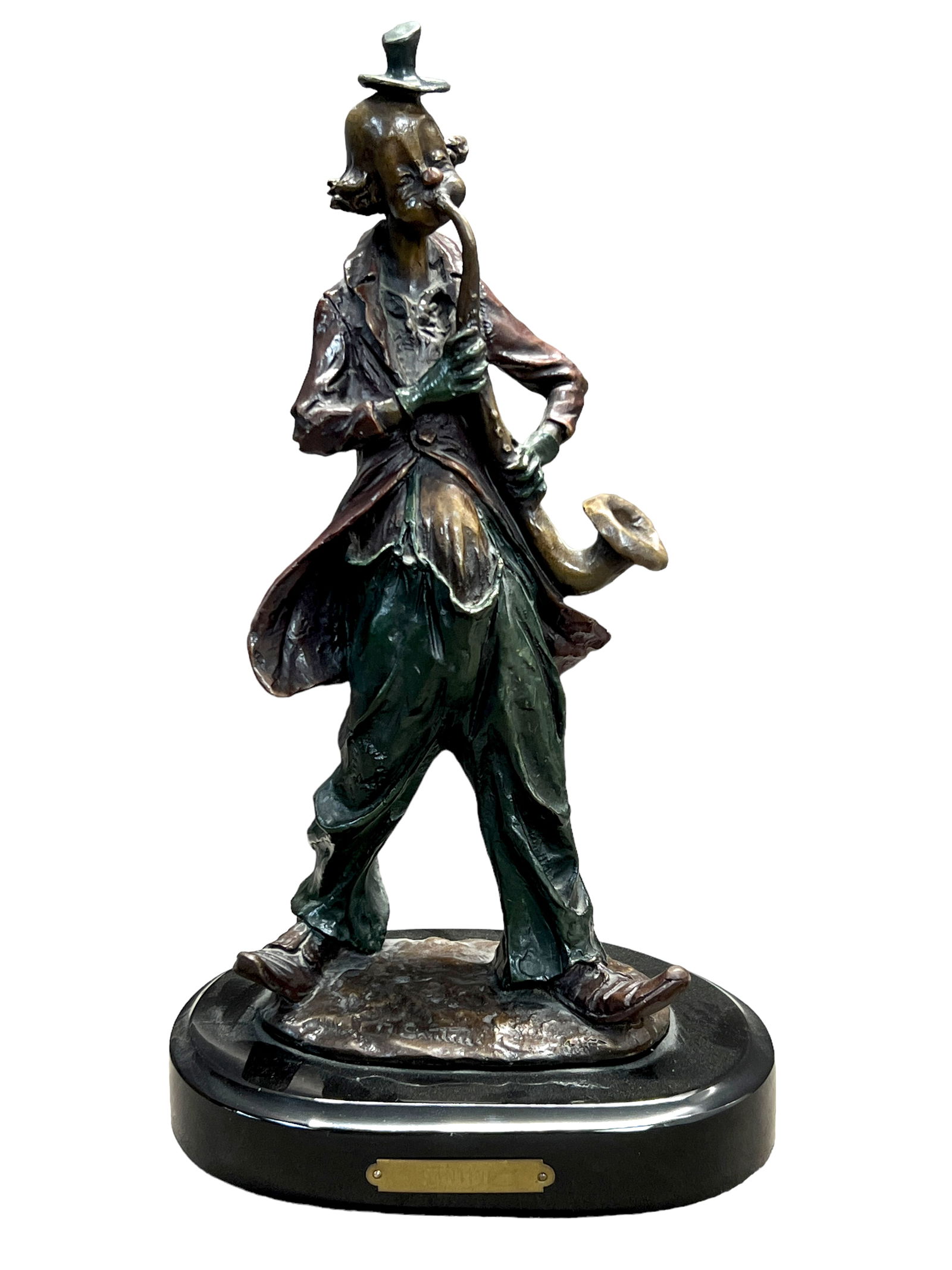 A. Santini Sculpture Bronze Clown Vintage Signed Italian Pair (1 of 10)