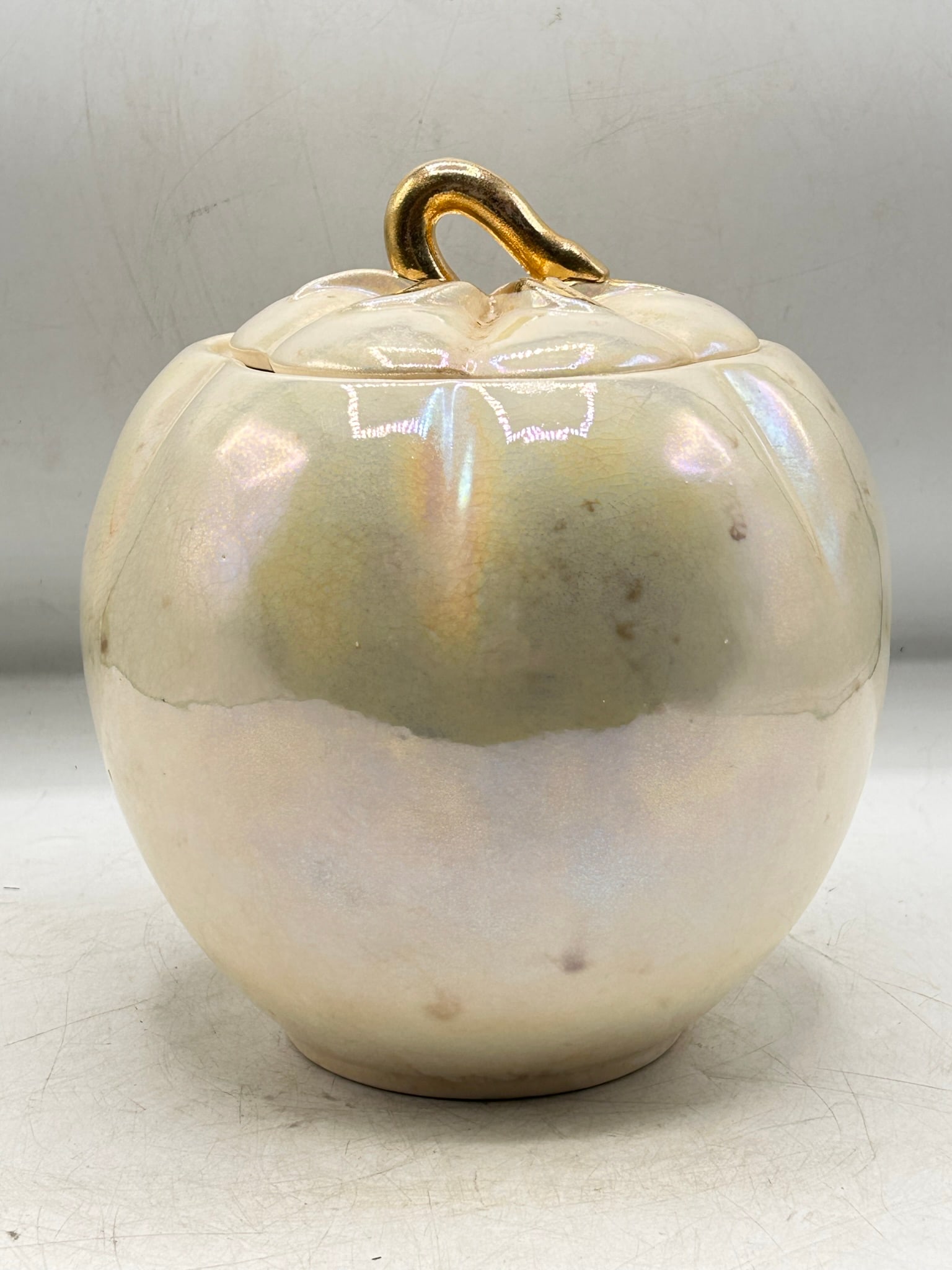 Vintage handmade ceramic pumpkin cookie jar (1 of 4)