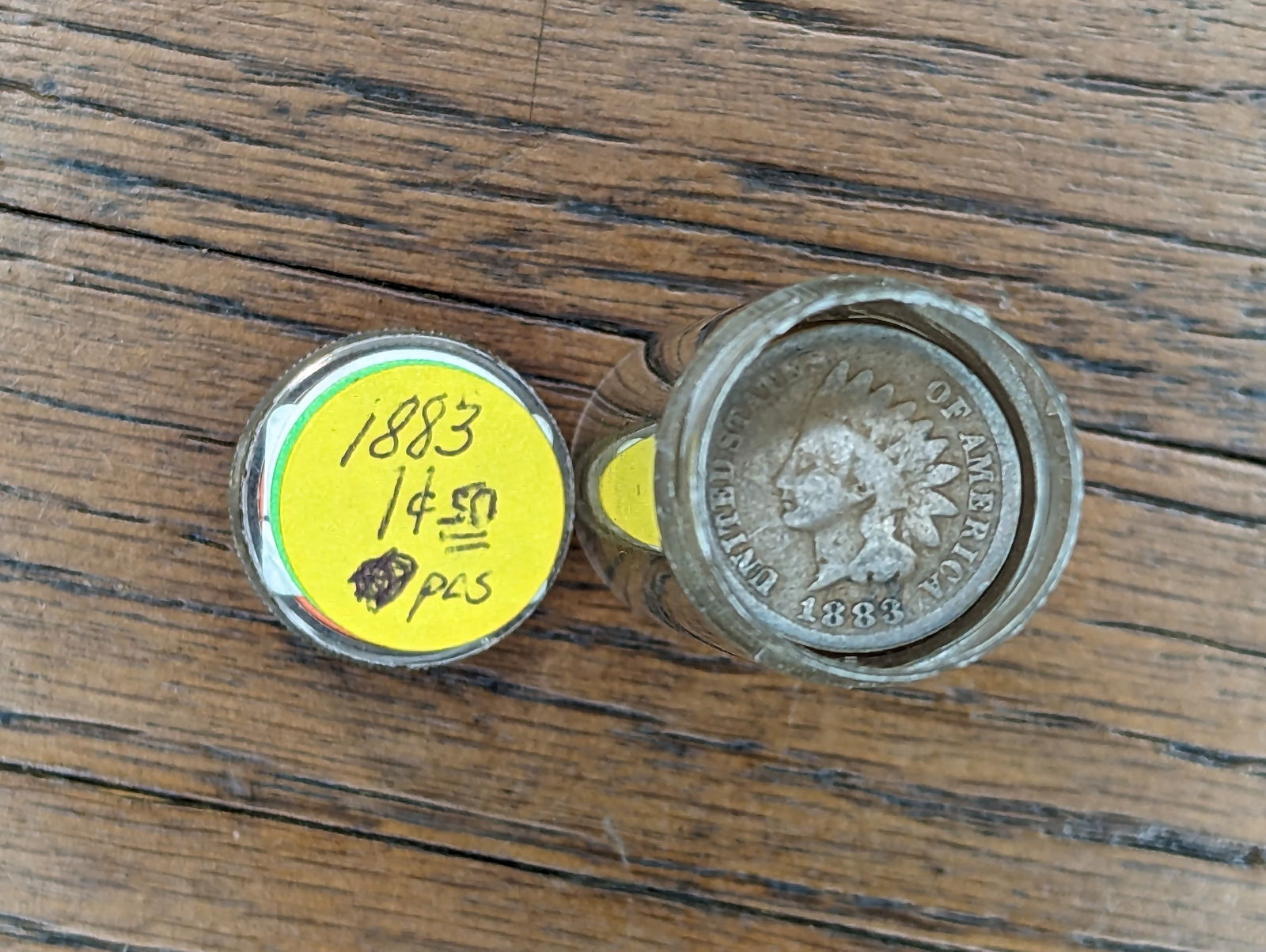 Full roll 1883 Indian Head Cent coins (1 of 2)