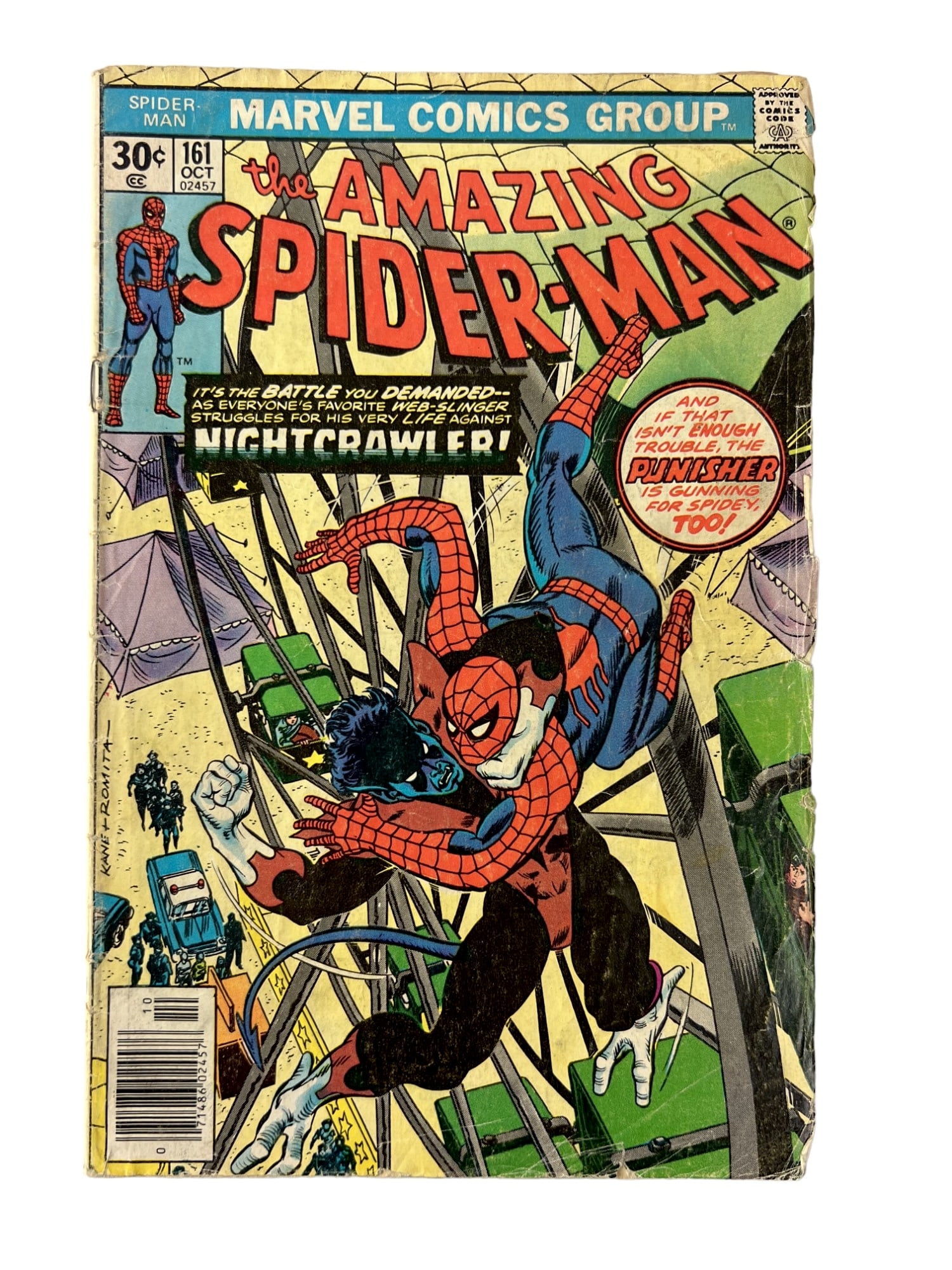 The Amazing Spider-Man #161 Marvel 1976 Newsstand Nightcrawler Appearance Comic Book (1 of 3)