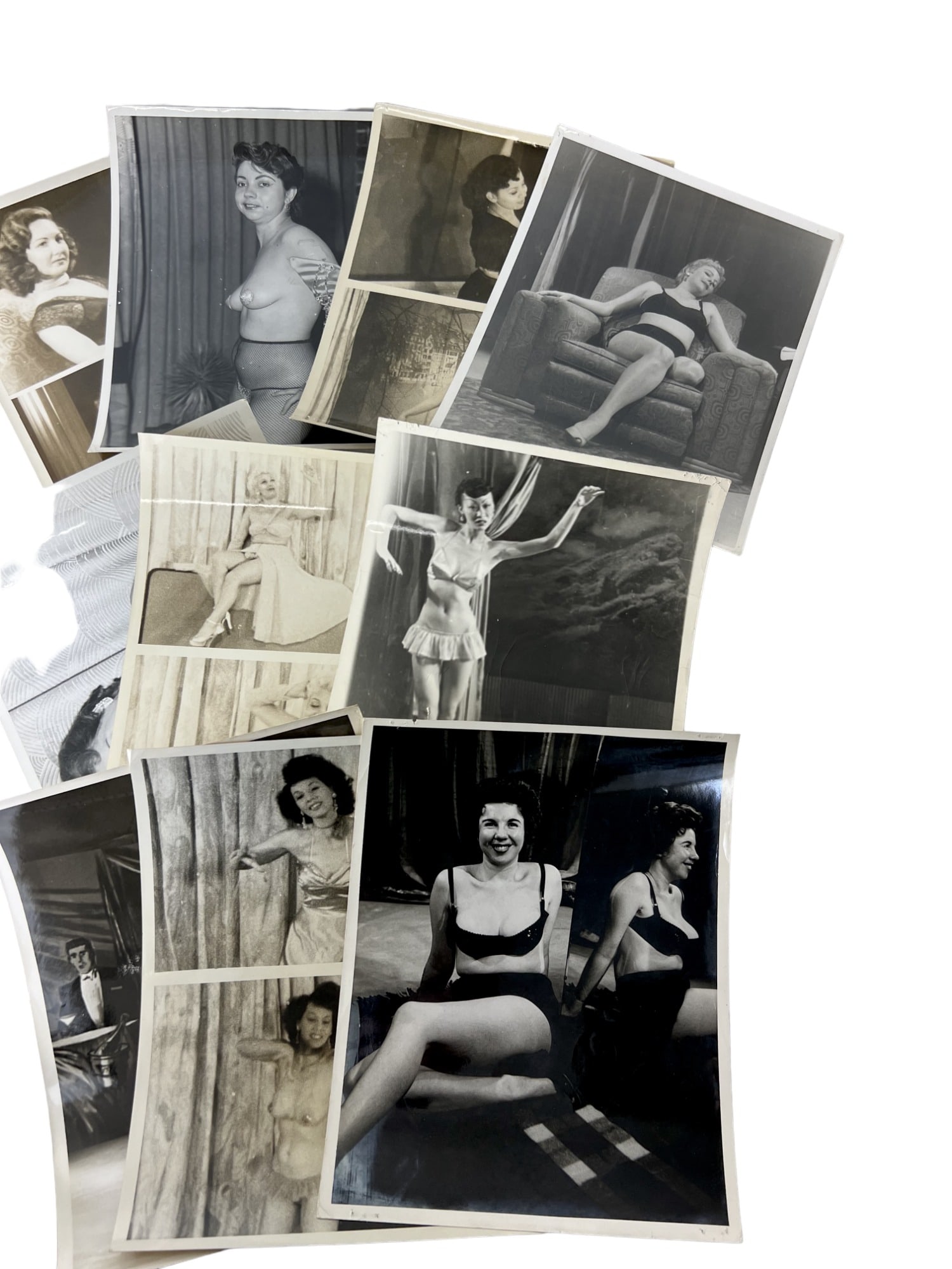 Vintage 1950'S Original Burlesque Nude Pin Up Model Risque 8x10 Black And White Photographs: Vintage 1950's Original Burlesque Nude Pin Up Model Risque 8x10 Black and White Photographs. 10 Photos.