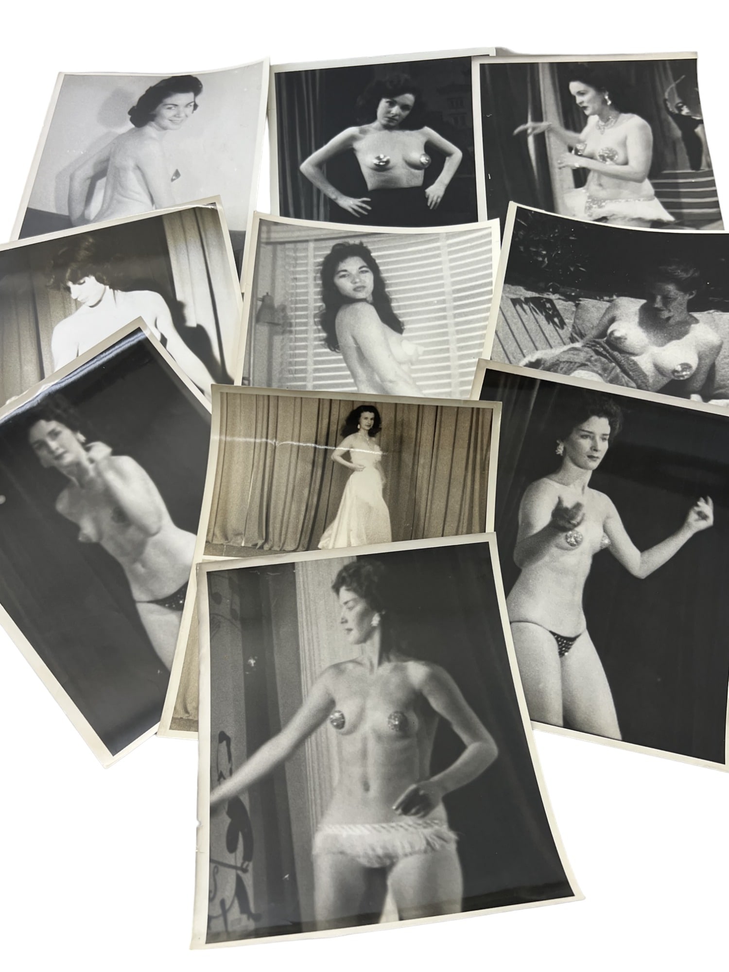 Vintage 1950'S Original Burlesque Nude Pin Up Model Risque 8x10 Black And White Photographs: Vintage 1950's Original Burlesque Nude Pin Up Model Risque 8x10 Black and White Photographs. 10 Photos.