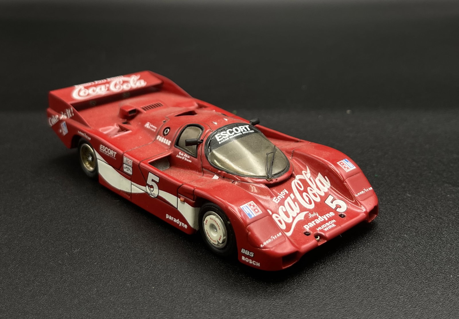 Vintage Model Car 1:43 Red Coca-Cola Porsche 962 Starter By Goupille M. - France: Vintage Model Car 1:43 Red Coca-Cola Porsche 962 Starter By Goupille M. - France