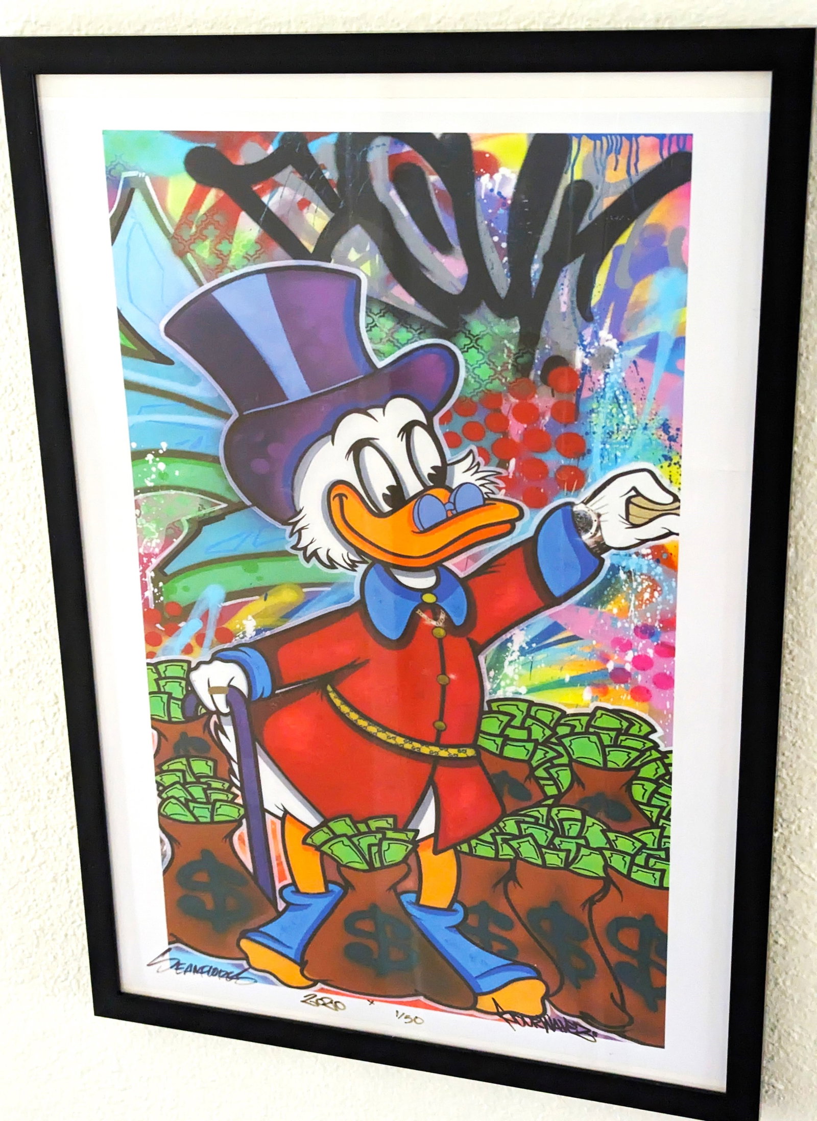 Scrooge McDuck Cartoon Pop art Sean X Flores 1/50 print: Numbered 1/50. 2020. In frame - 13X19