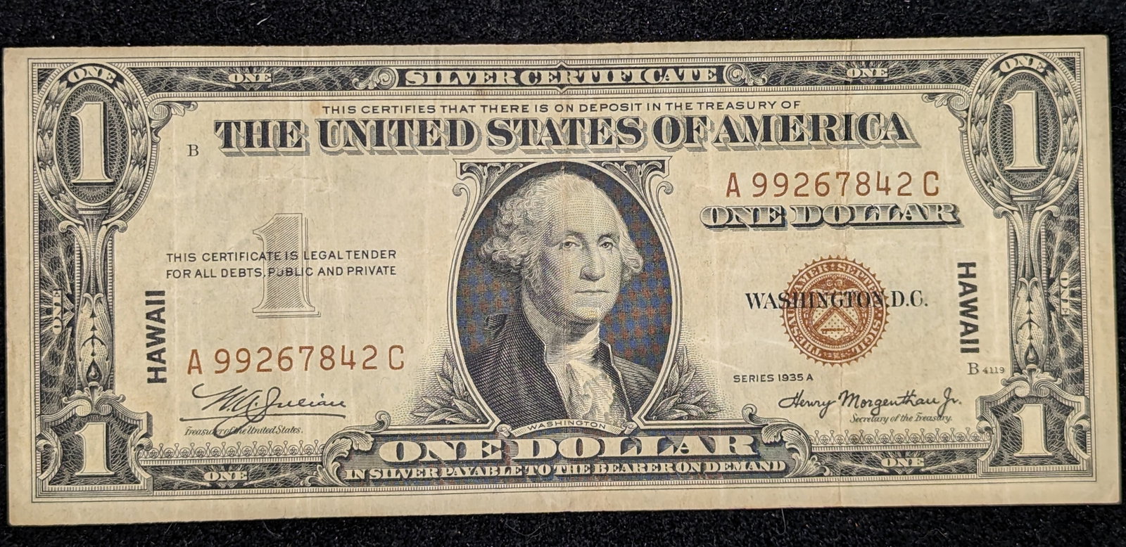 1935-A Hawaii $1 Silver Certificate US paper money (1 of 2)