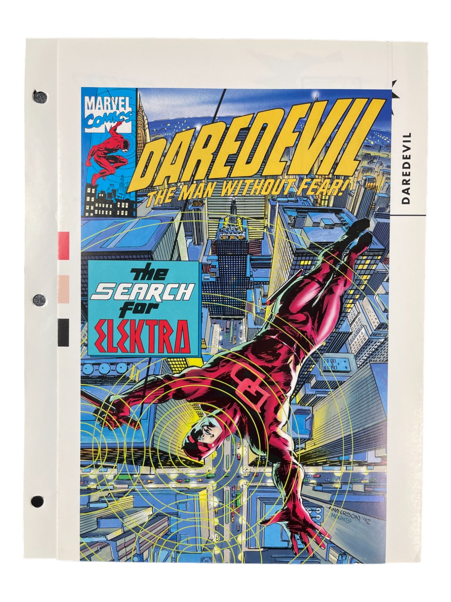 Daredevil Marvel Comic Book Printers Proof with Character Designs and Bio (1 of 10)