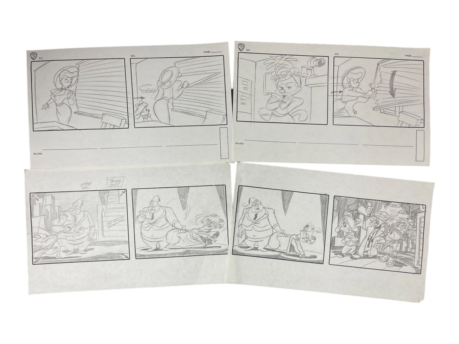 Vintage Original Warner Bros Animaniacs Storyboard Collection Lot: Vintage Original Warner Bros Animaniacs Storyboard Collection Lot of 4.