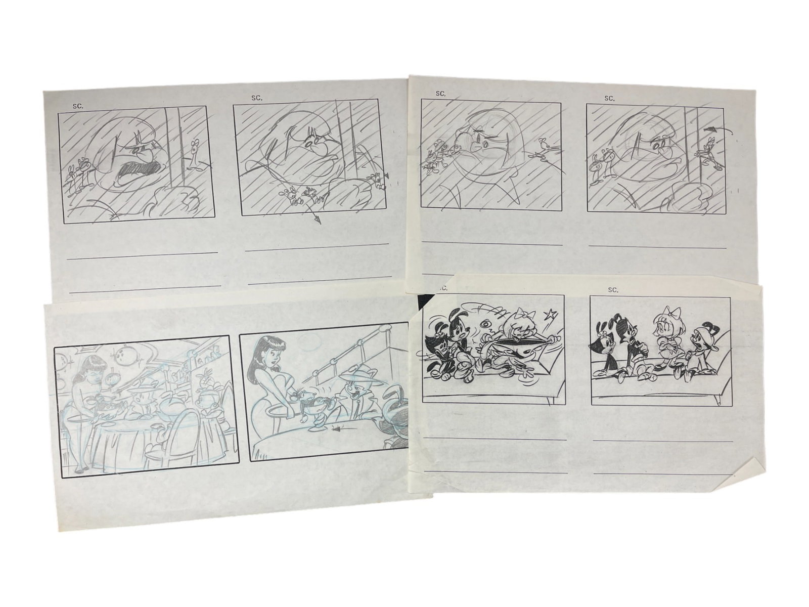 Vintage Original Warner Bros Animaniacs Storyboard Collection Lot: Vintage Original Warner Bros Animaniacs Storyboard Collection Lot of 4.