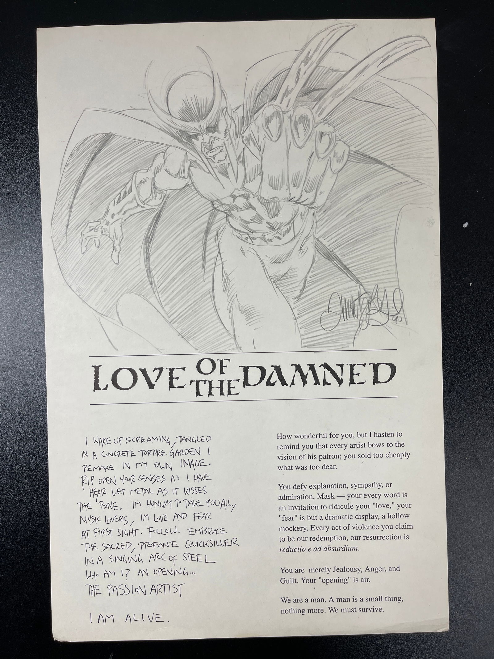 Love of the Damned Signed Original Drawing Illustration by Tim Vigil (1 of 5)