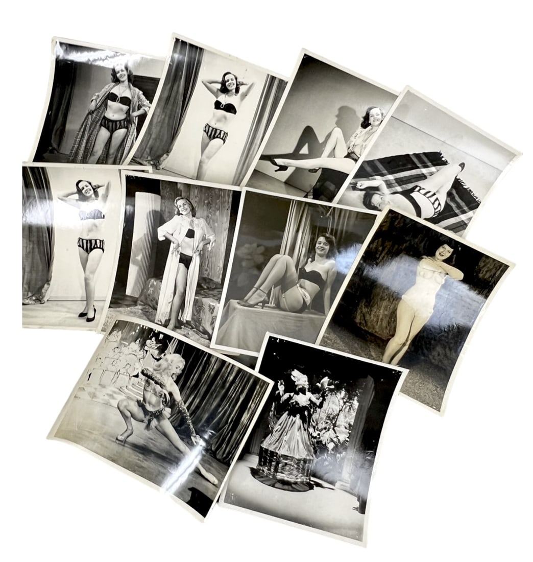 Vintage 1950'S Original Burlesque Nude Pin Up Model Risque 8x10 Black And White Photographs: Vintage 1950's Original Burlesque Nude Pin Up Model Risque 8x10 Black and White Photographs. 10 Photos.