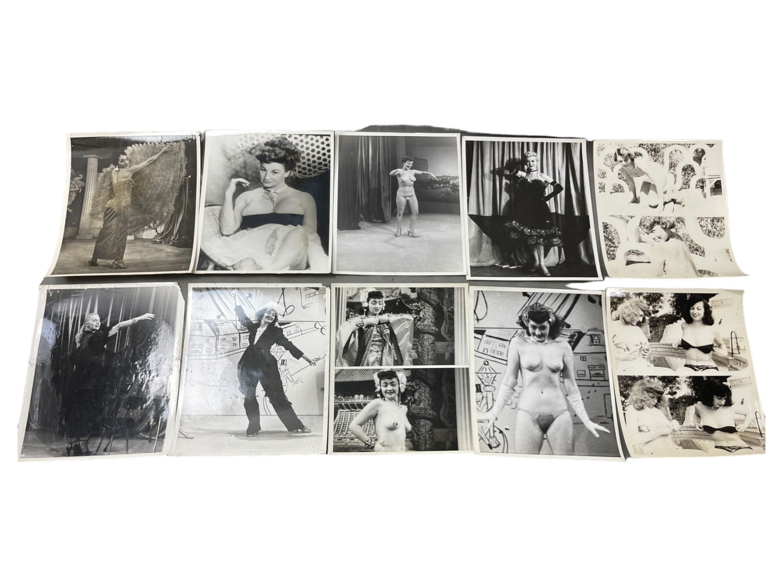 Vintage 1950'S Original Burlesque Nude Pin Up Model Risque 8x10 Black And White Photographs: Vintage 1950's Original Burlesque Nude Pin Up Model Risque 8x10 Black and White Photographs. 10 Photos.
