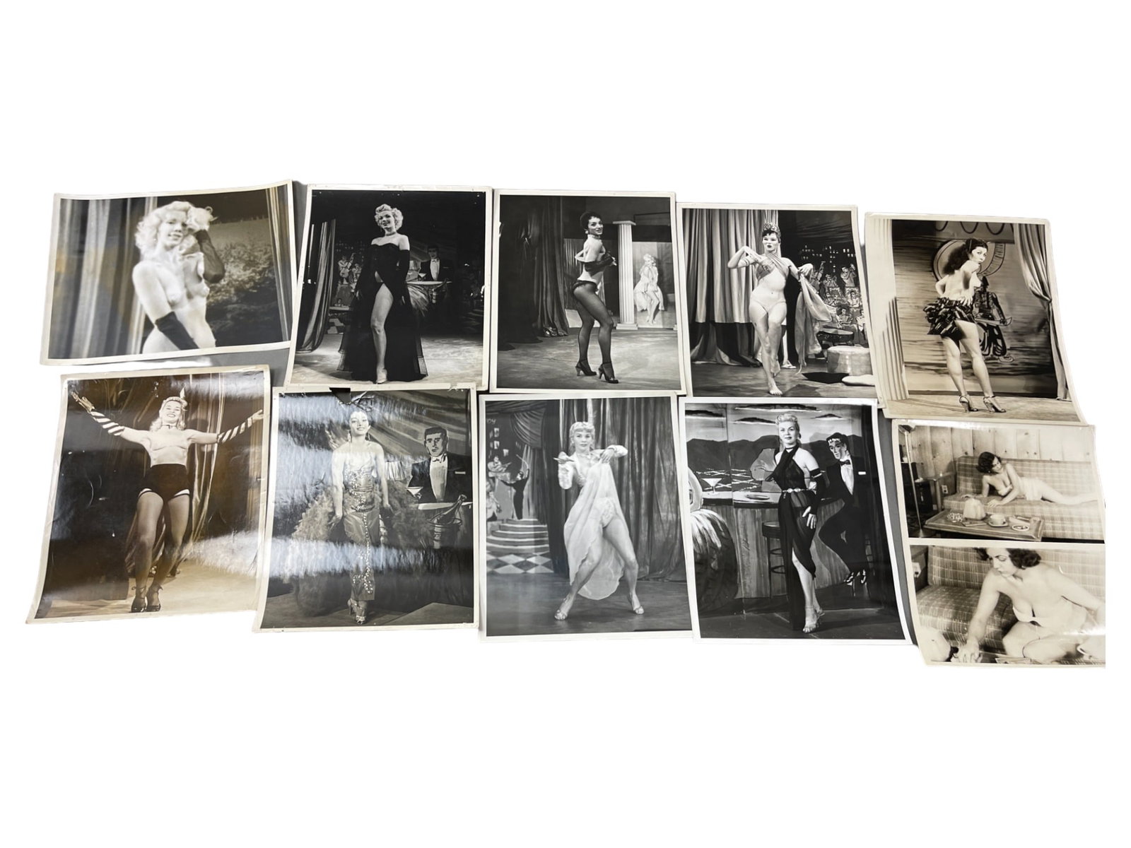 Vintage 1950'S Original Burlesque Nude Pin Up Model Risque 8x10 Black And White Photographs: Vintage 1950's Original Burlesque Nude Pin Up Model Risque 8x10 Black and White Photographs. 10 Photos.