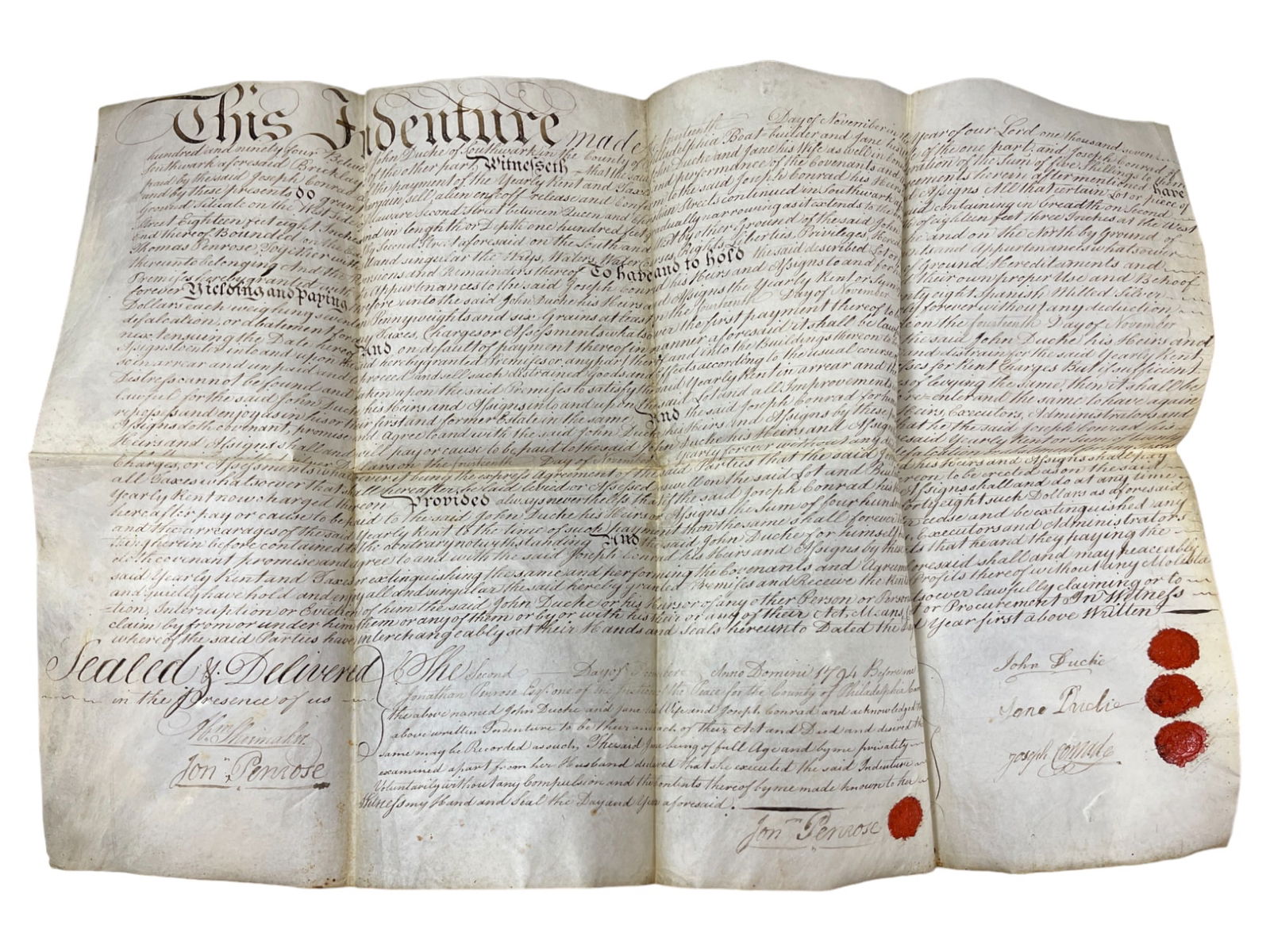 Great Britain 1794 England signed indenture document 26" x 17" (1 of 8)