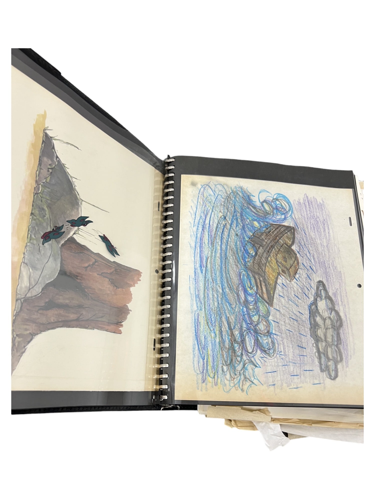 VINTAGE ANIMATION PRODUCTION CEL CARTOON  ART LARGE FOLDER HAND DRAWING (1 of 15)