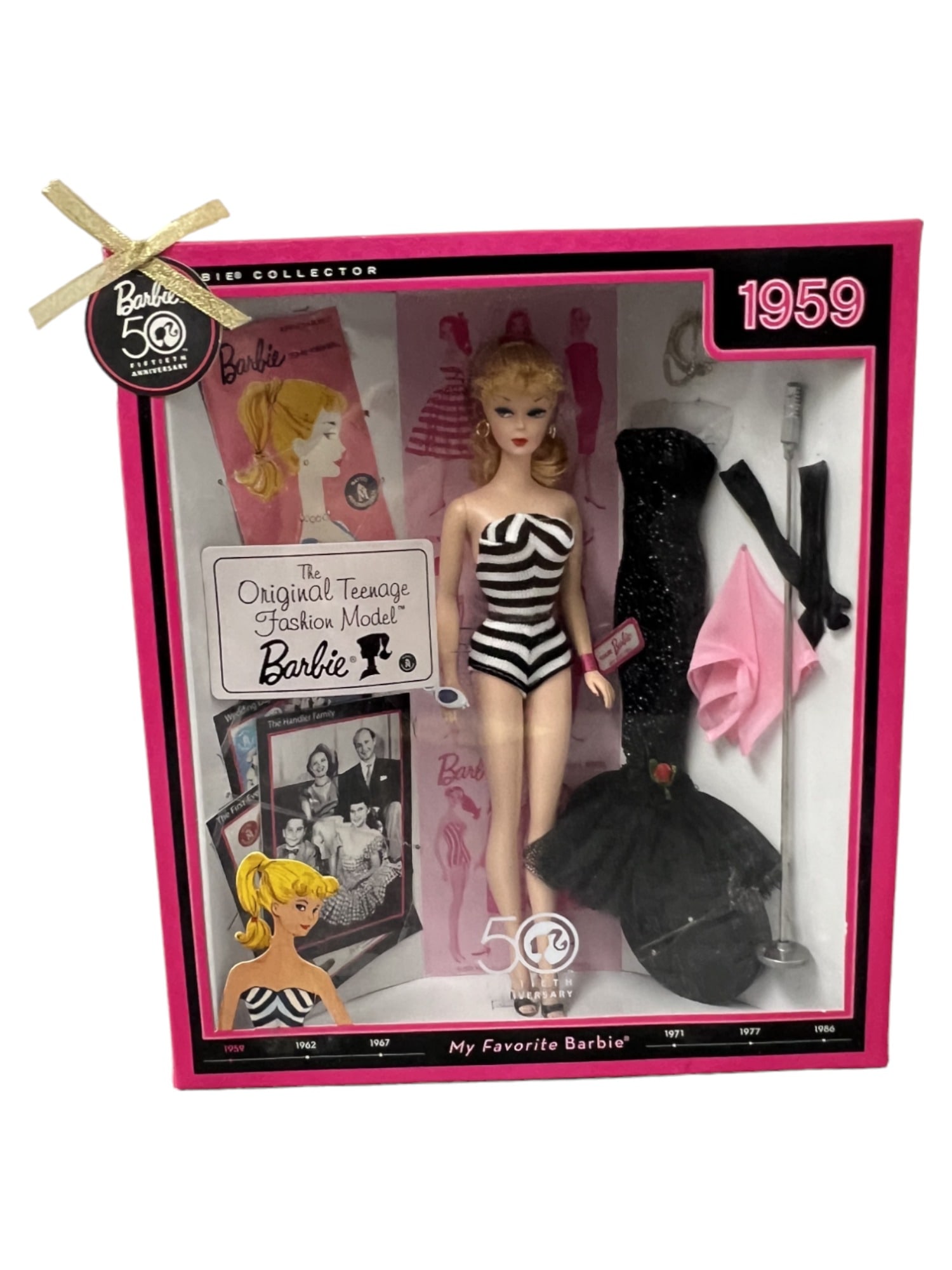 Barbie Figurine, 1959 Blonde Ponytail Barbie Reproduction - 50Th Anniversary Collection Sealed NB (1 of 11)