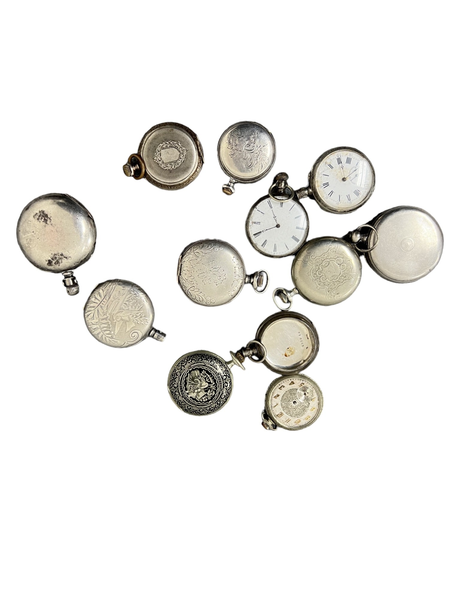 Antique Pocket Watch Coin Silver 800 Silver Collection For Parts (1 of 12)