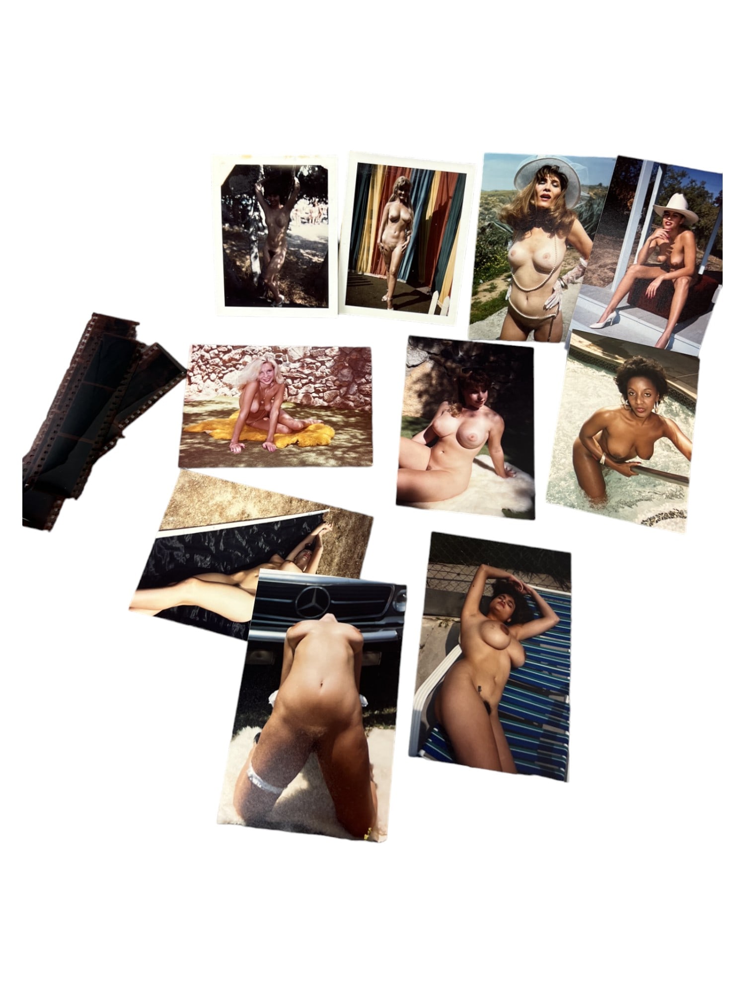 Vintage Pin Up Nude Female Model Photo Negatives Photograph Collection Lot: Vintage Pin Up Nude Female Model Photo Photograph Collection Lot, 10 photo and negatives lot, approximate size of each photo is 5" x 3 1/2" we believe these photos are from a nudist colony, some of th