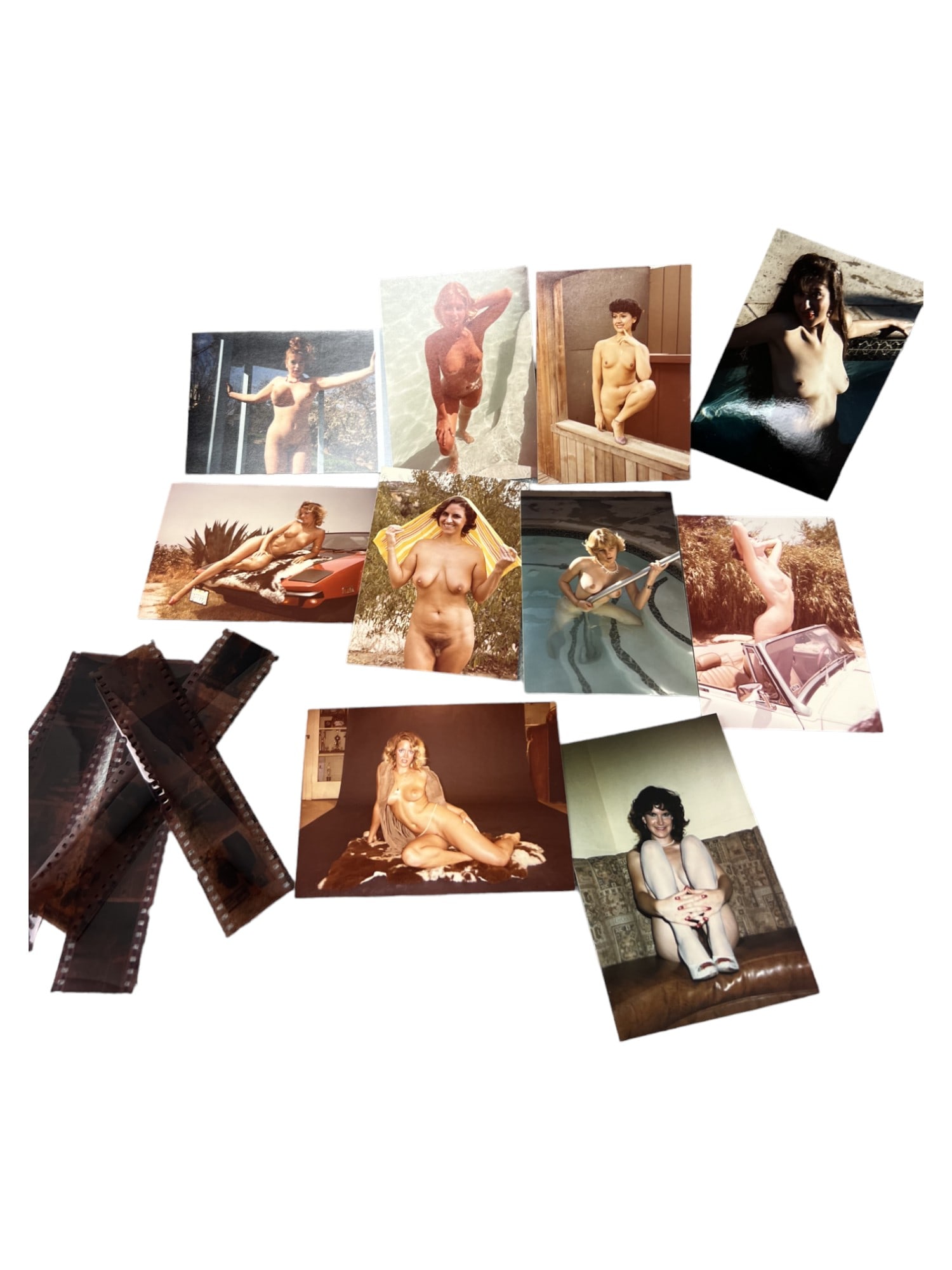 Vintage Pin Up Nude Female Model Photo Negatives Photograph Collection Lot: Vintage Pin Up Nude Female Model Photo Photograph Collection Lot, 10 photo and negatives lot, approximate size of each photo is 5" x 3 1/2" we believe these photos are from a nudist colony, some of th