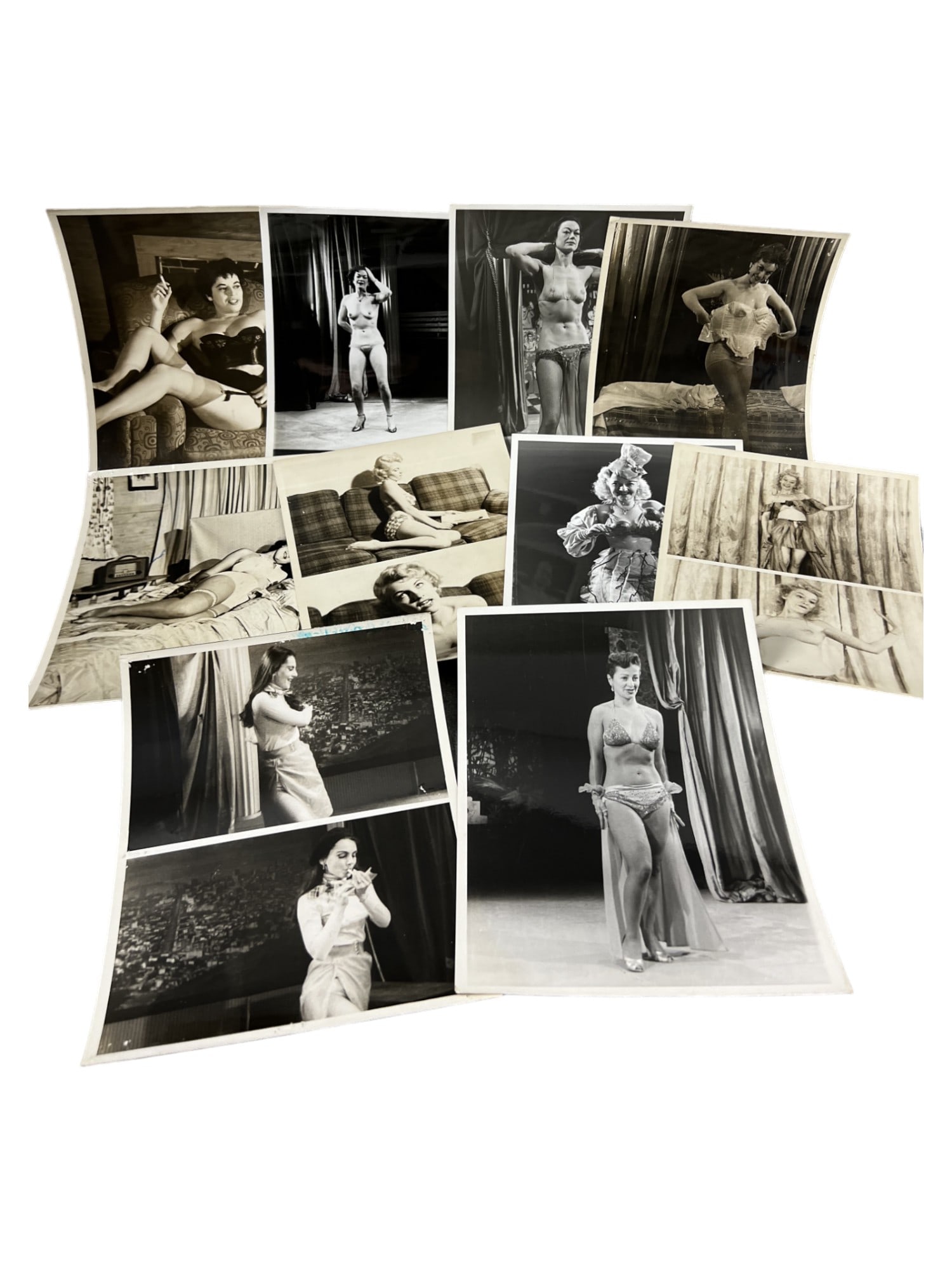 Vintage 1950's Original Burlesque Nude Pin up Model Risque Photo 8x10 Black & White Photographs: Vintage 1950's Original Burlesque Nude Pin up Model Risque lot 10 Photo 8x10 Black & White Photographs
