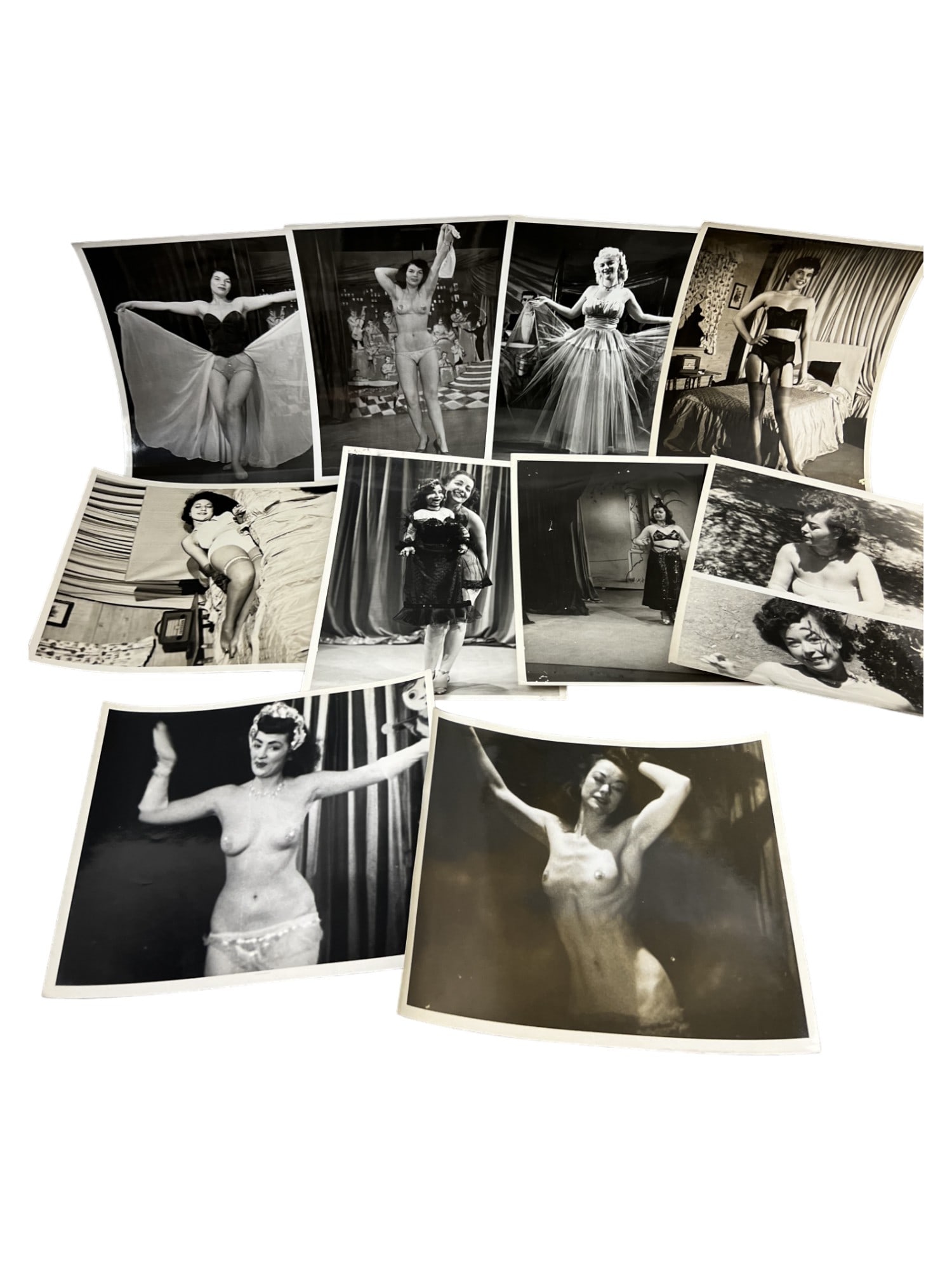 Vintage 1950's Original Burlesque Nude Pin up Model Risque Photo 8x10 Black & White Photographs: Vintage 1950's Original Burlesque Nude Pin up Model Risque lot 10 Photo 8x10 Black & White Photographs