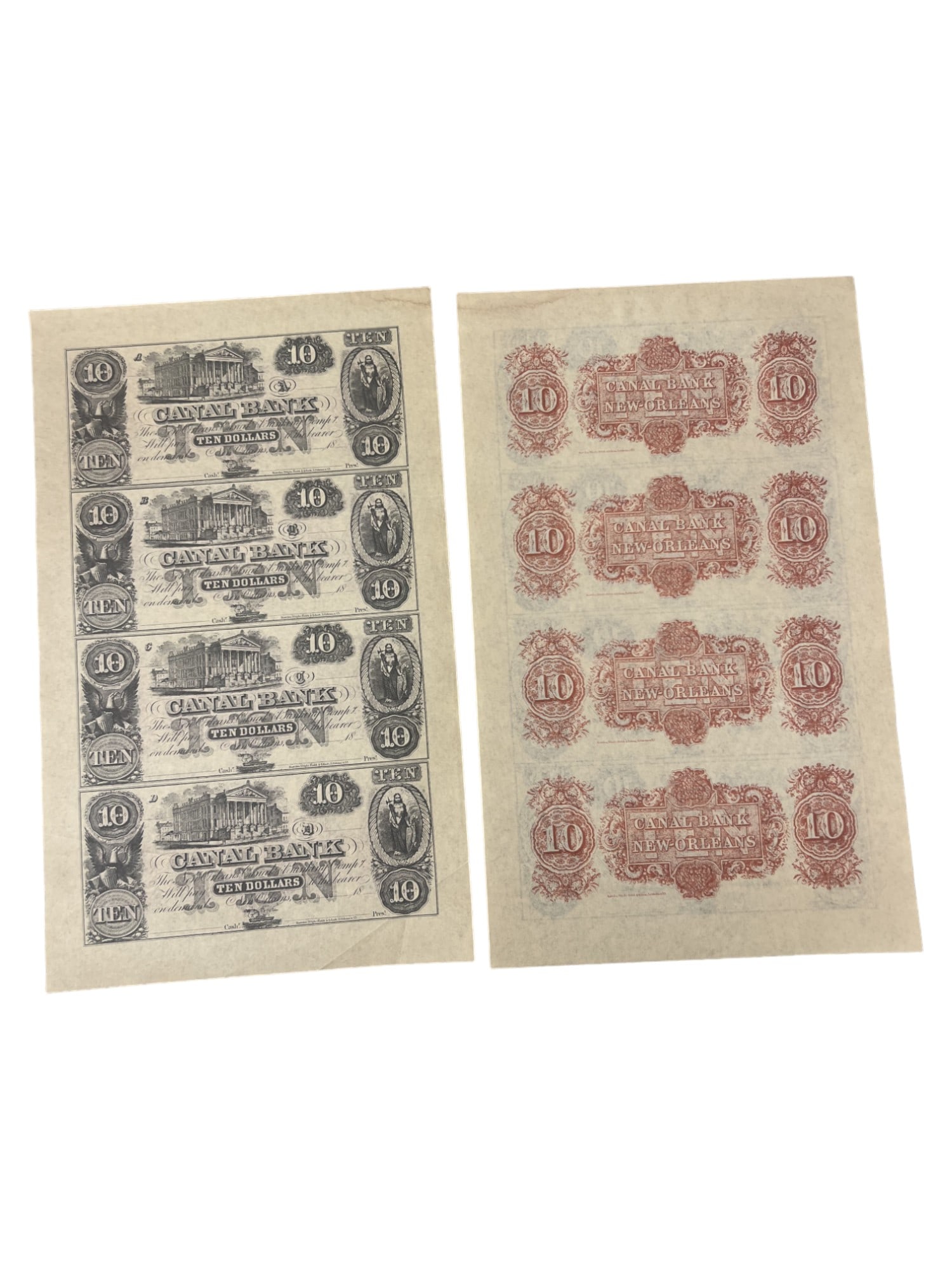 Canal Bank of LA $10 Uncut Sheet New Orleans LA LOT 6 (1 of 7)
