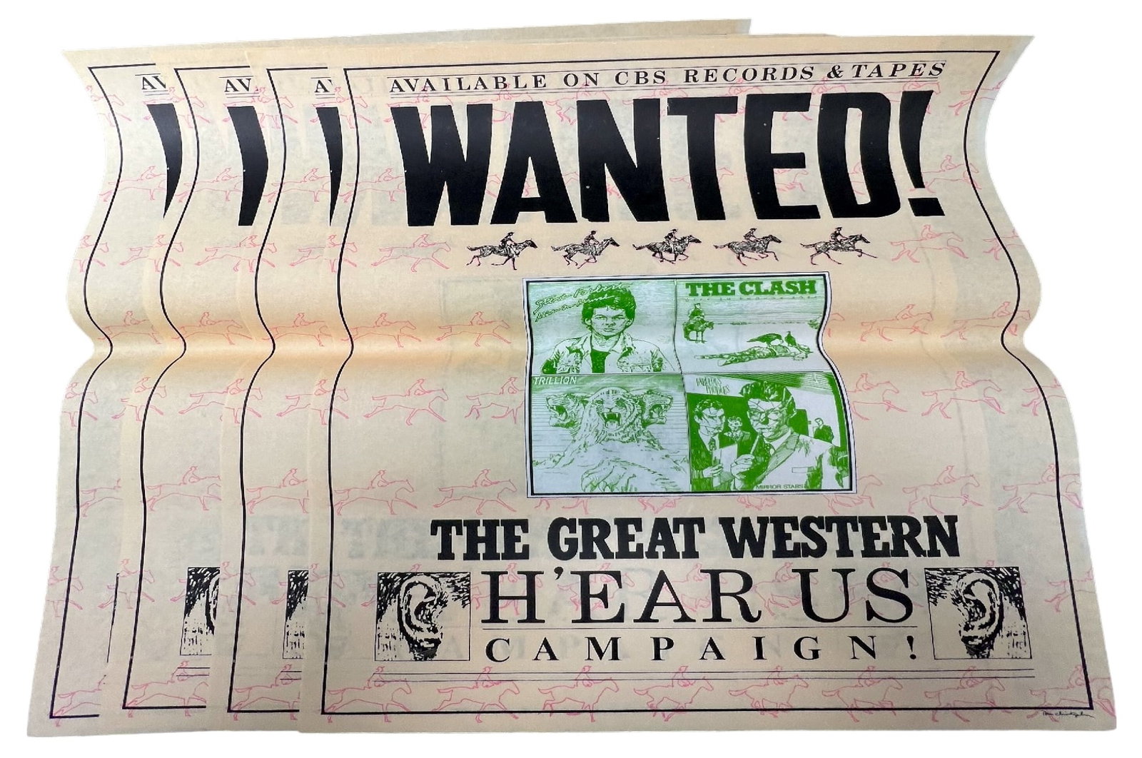 WANTED CBS MUSIC POSTER  The Great Western Here us Campain Collection Lot 4 (1 of 11)