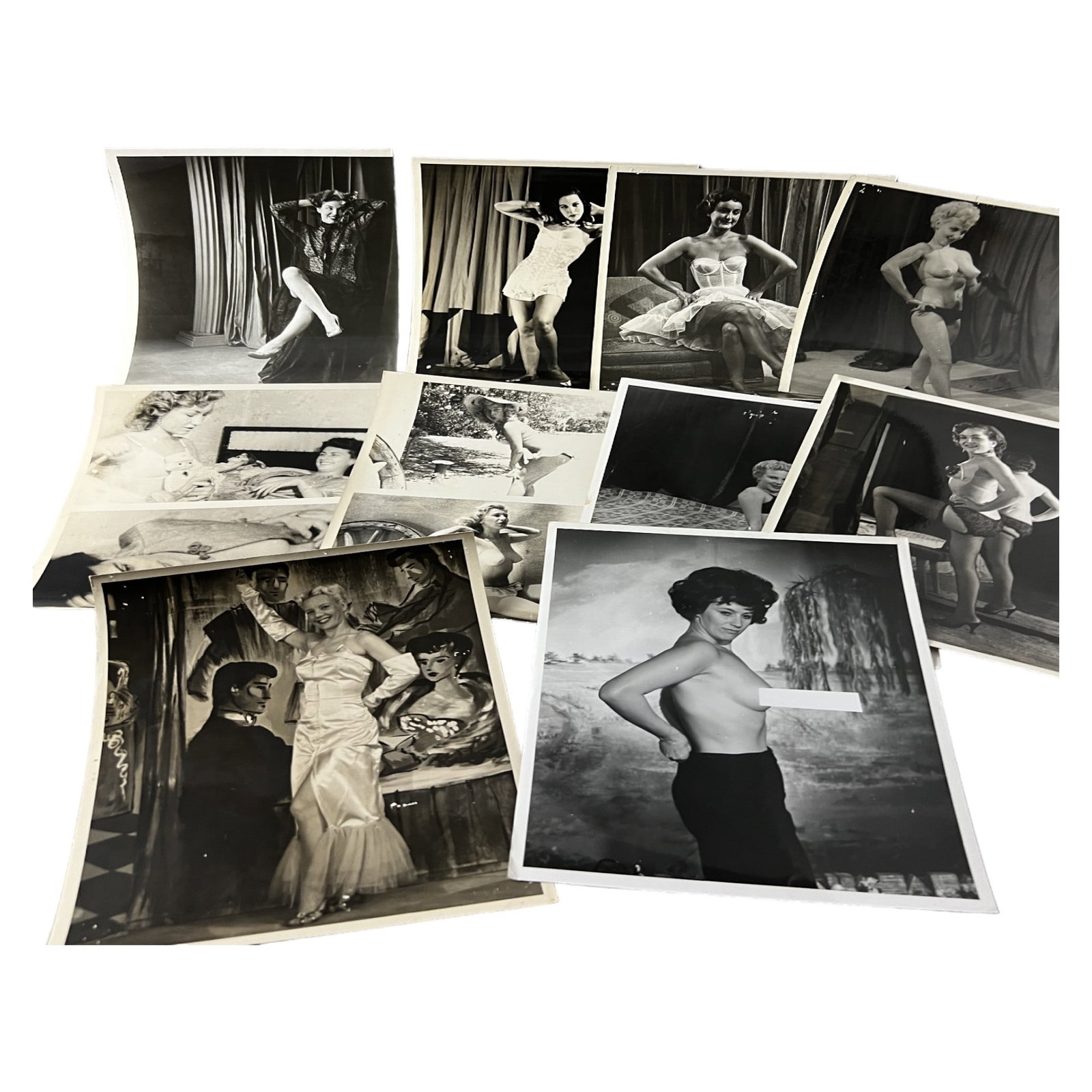 Vintage 1950's Original Burlesque Nude Pin up Model Risque Photo 8x10 Black & White Photographs: Vintage 1950's Original Burlesque Nude Pin up Model Risque lot 10 Photo 8x10 Black & White Photographs