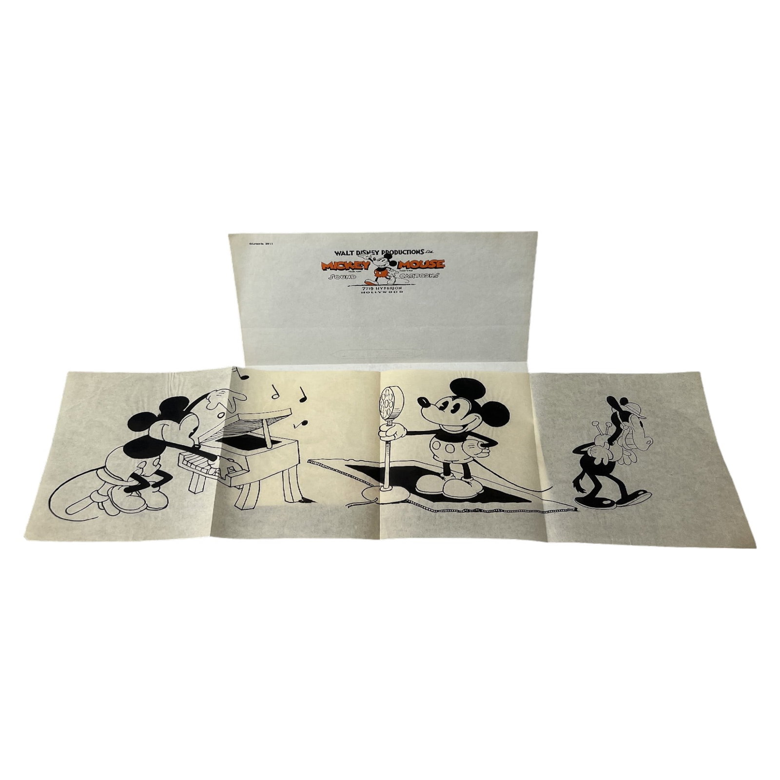 WALT DISNEY PRODUCTIONS MICKEY MOUSE SOUND CARTOONS ORIGINAL ANIMATION DRAWING STORYBOARD (1 of 9)