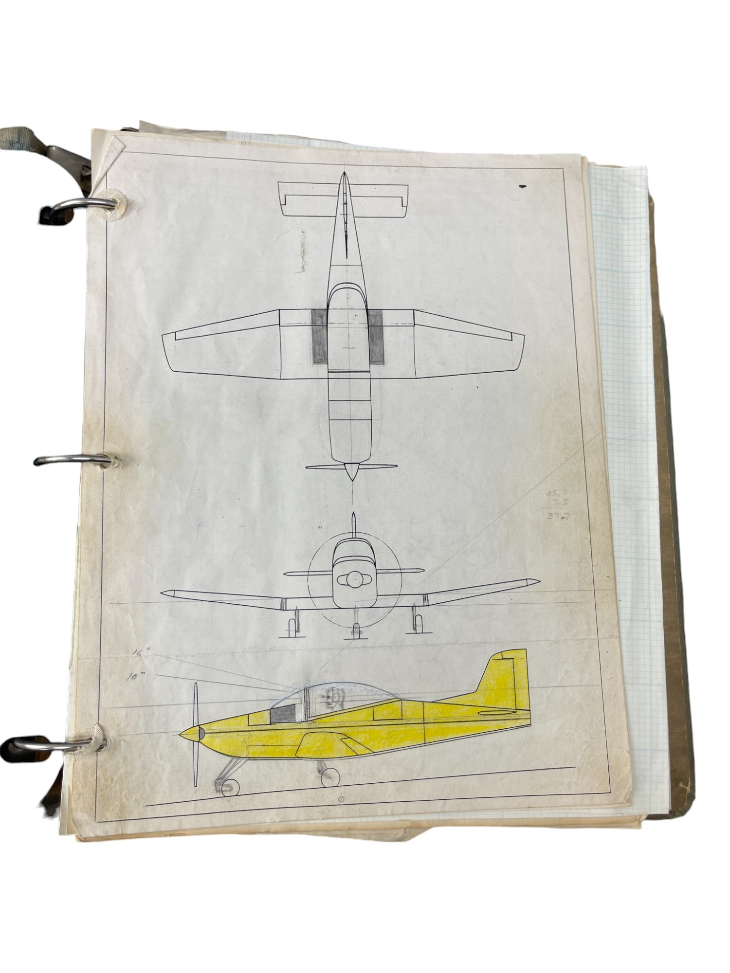 Aviation Airplane Blueprint Manual Handwritten Drawings In Binder (1 of 12)