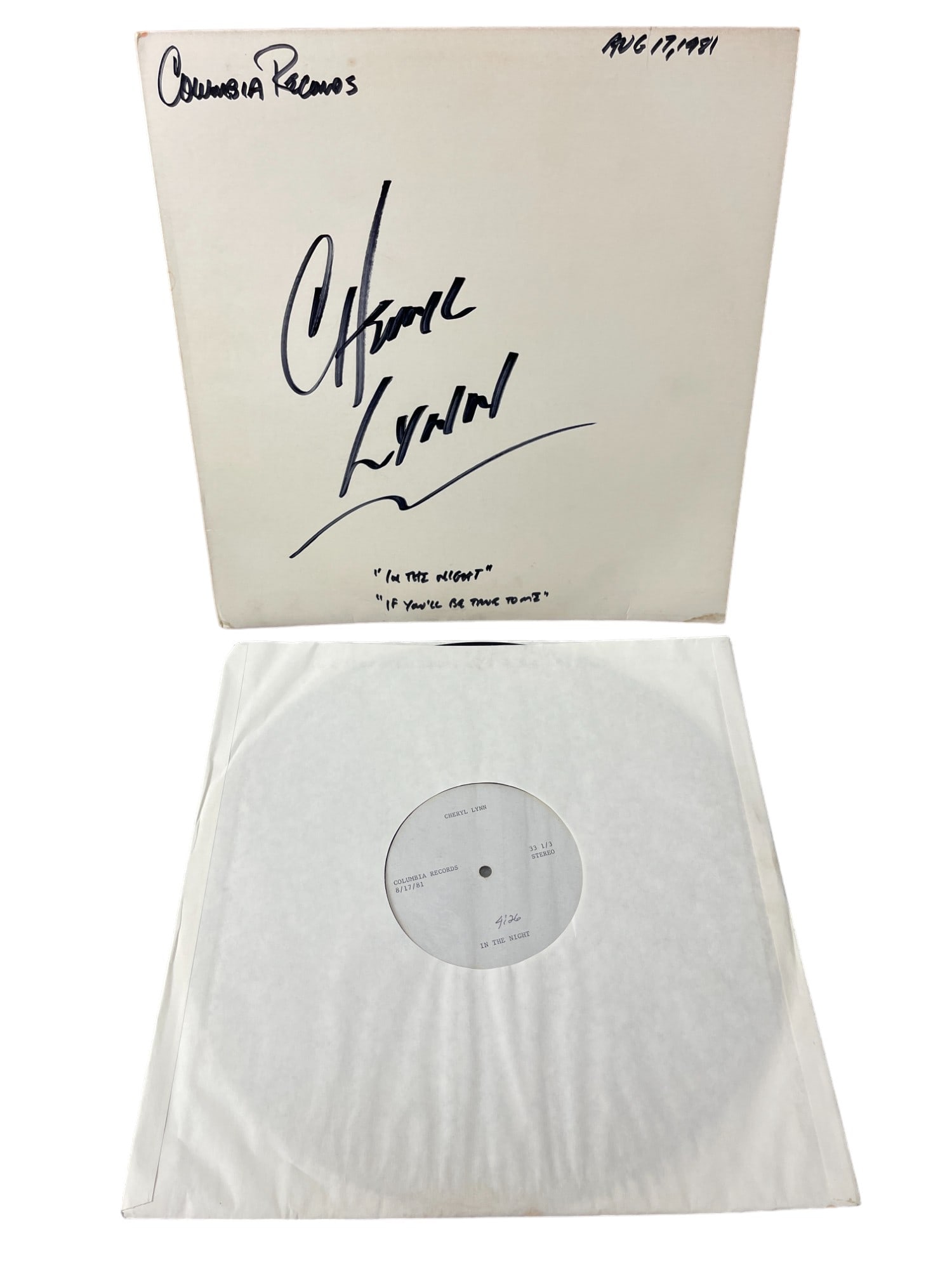Cheryl Lynn 1981 Vintage Acetate Record "In the Night" and "If You'll Be True To Me": Cheryl Lynn 1981 Vintage Acetate Record "In the Night" and "If You'll Be True To Me"