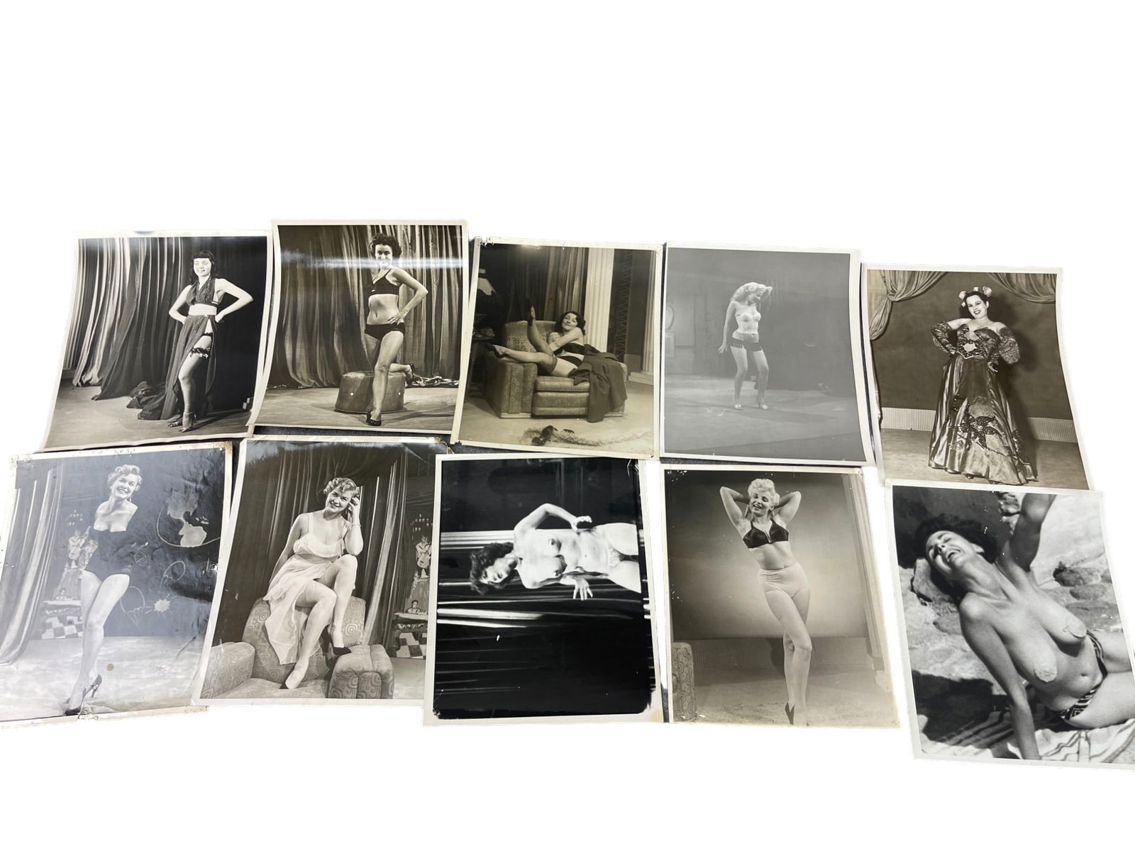 Vintage 1950's Original Burlesque Nude Pin up Model Risque Photo 8x10 Black & White Photographs: Vintage 1950's Original Burlesque Nude Pin up Model Risque lot 10 Photo 8x10 Black & White Photographs
