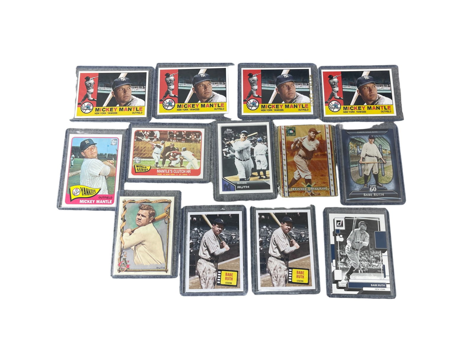 Babe Ruth and Mickey Mantle Baseball Trading Card Collection Lot (1 of 4)