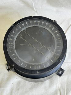 Vintage WWII aircraft compass gauge: 4 1/2"h x 7"diam