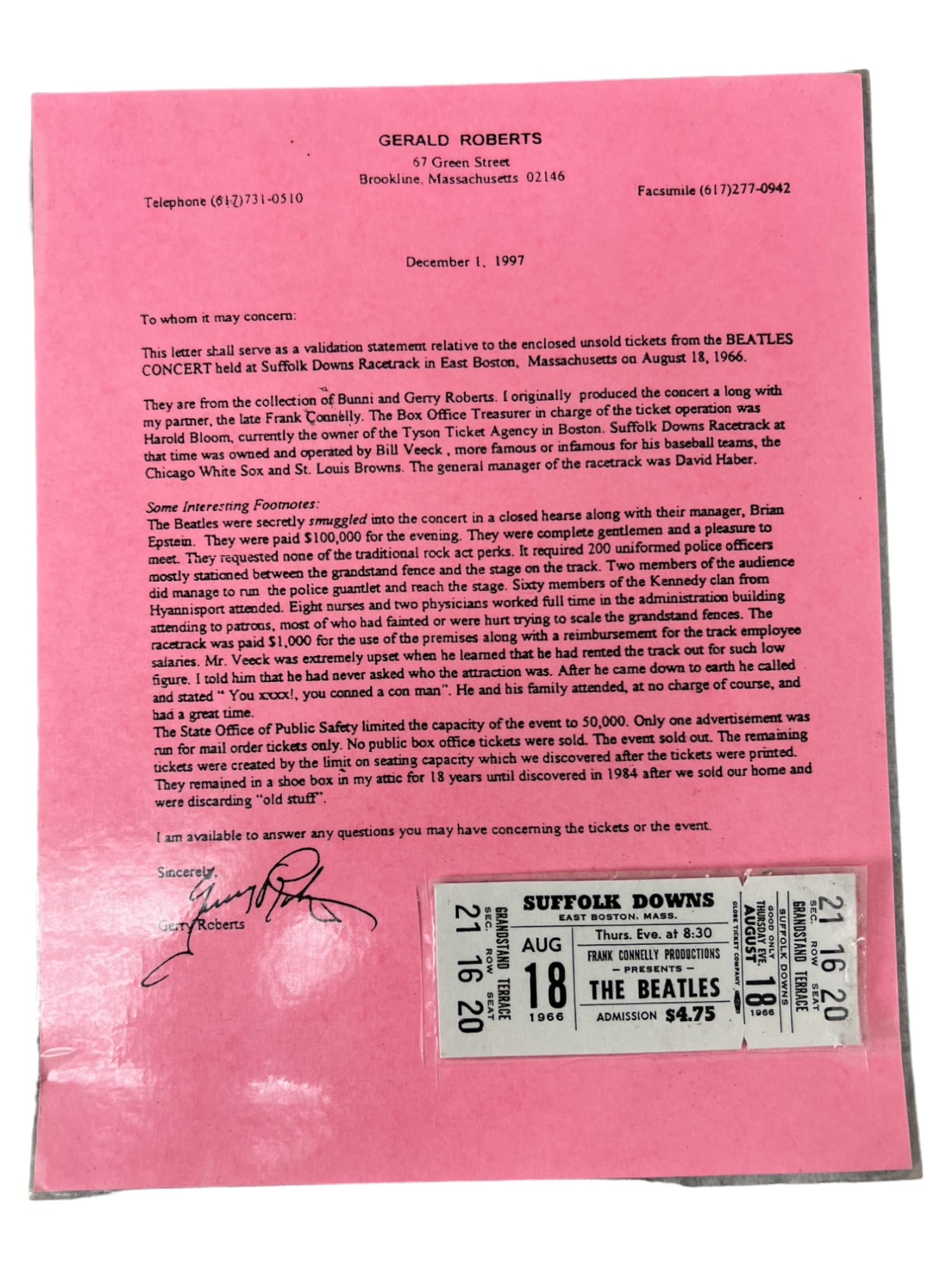 Beatles 1966 OriginalConcert Ticket (1 of 10)