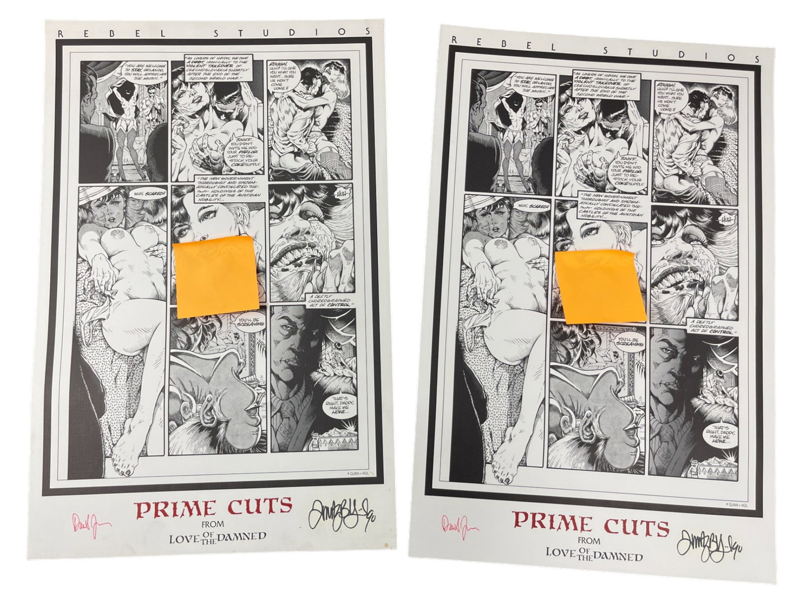 Erotic Comic Art Rebel Studios "Prime Cuts" from Love of the Damned SIGNED BY TIM VIGIL, DAVID Q: Erotic Comic Art Rebel Studios "Prime Cuts" from Love of the Damned SIGNED BY TIM VIGIL, DAVID Q