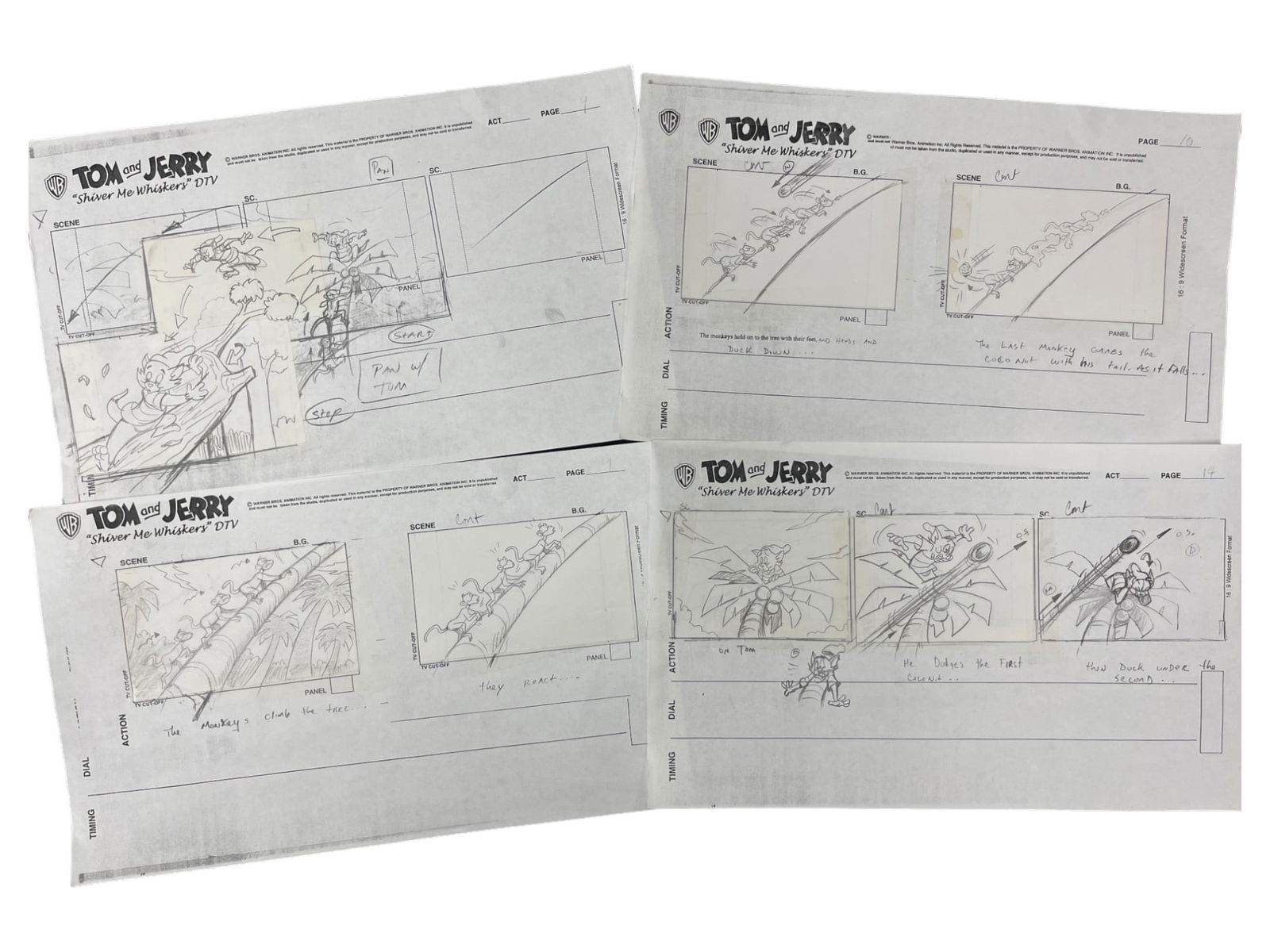 Tom and Jerry "Shiver me Whiskers"  Warner Bros Animation Drawings Collection Lot (1 of 7)