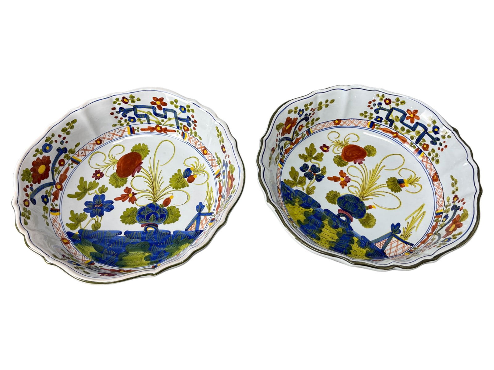 Pair Of Vintage Garofano Faenza Bowl Made in Italy For Christian Dior Paris 10.5" (1 of 15)