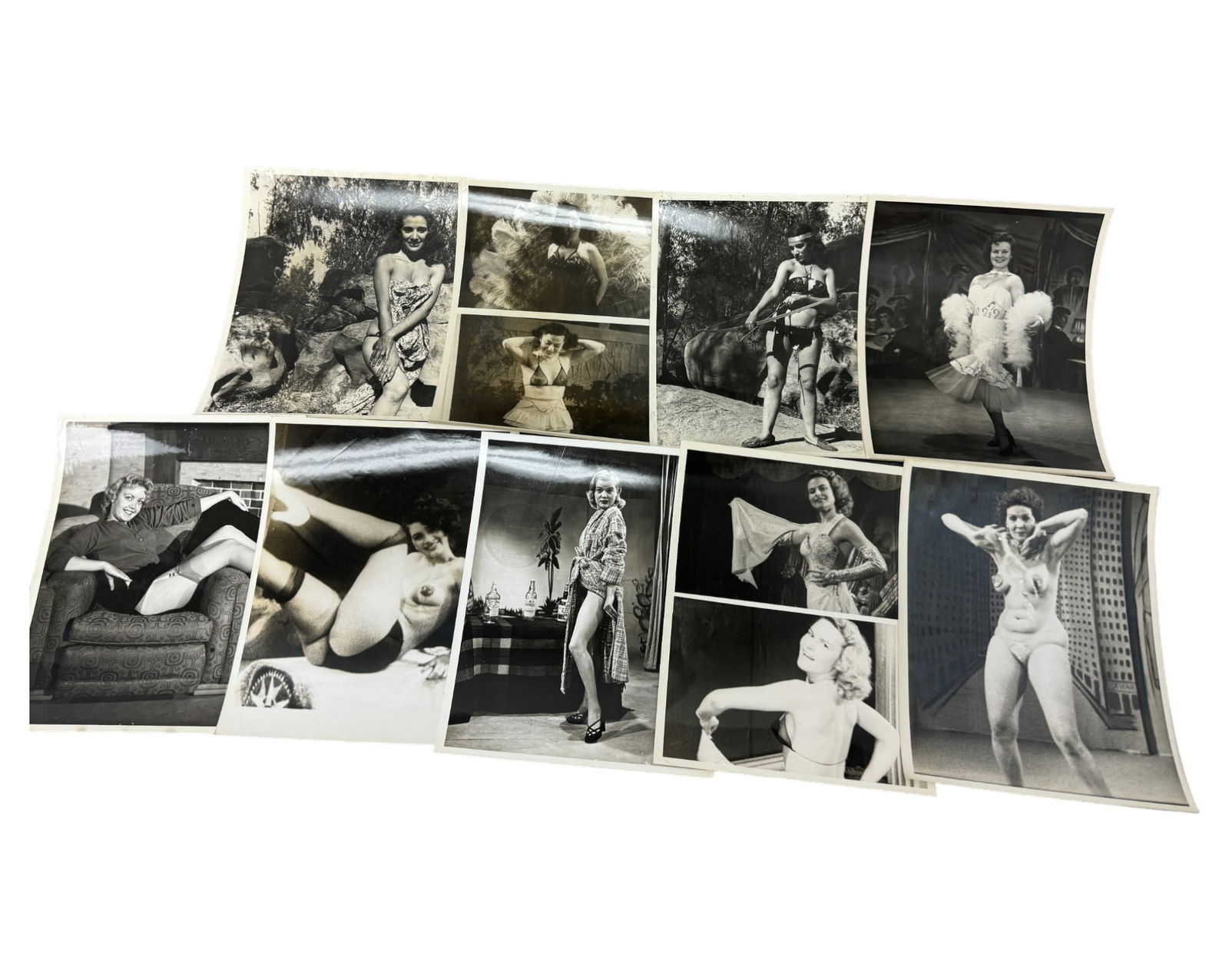 Vintage 1950'S Original Burlesque Nude Pin Up Model Risque 8x10 B&W Photograph Lot: Vintage 1950'S Original Burlesque Nude Pin Up Model Risque 8x10 B&W Photograph Lot