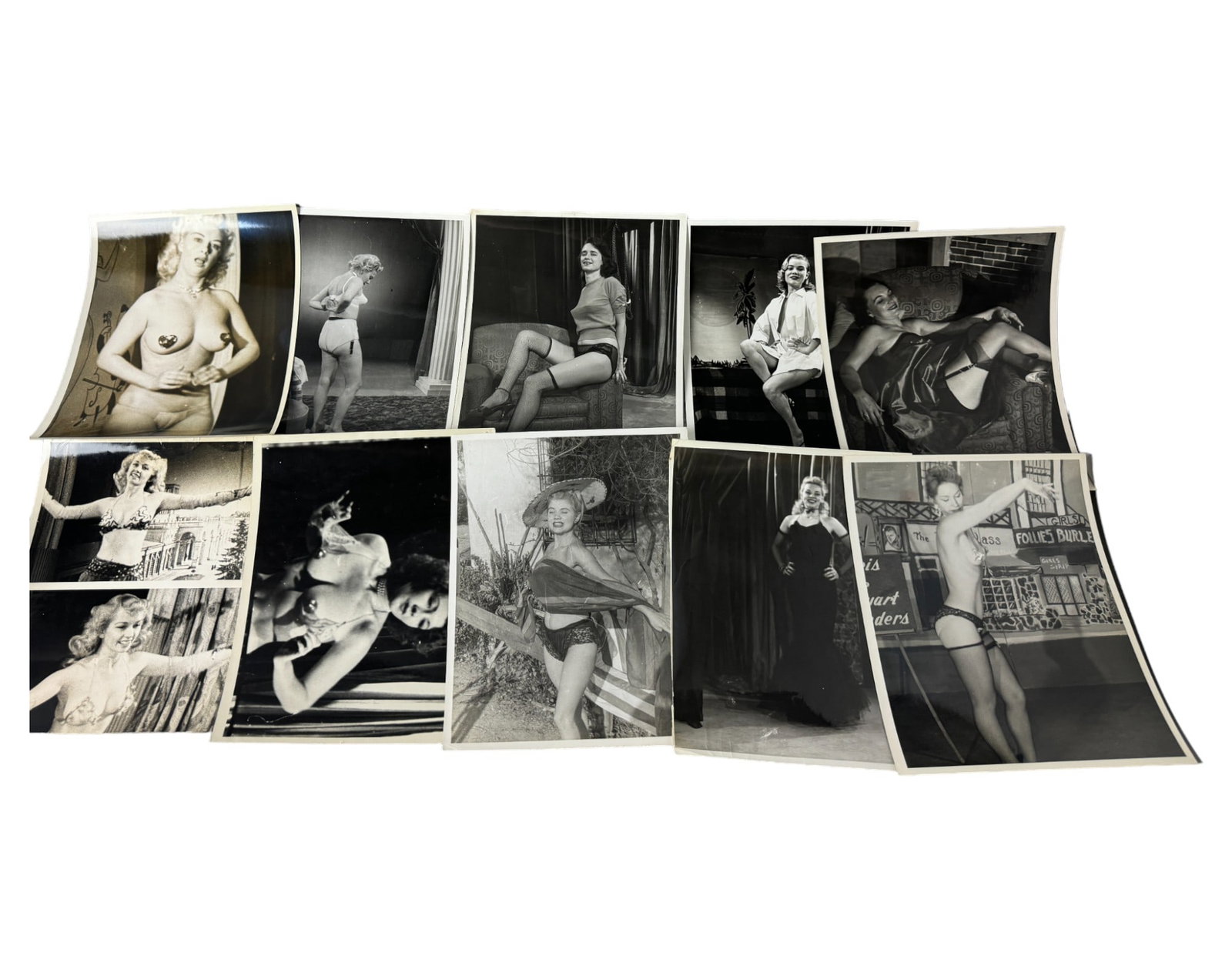 Vintage 1950'S Original Burlesque Nude Pin Up Model Risque 8x10 B&W Photograph Lot: Vintage 1950'S Original Burlesque Nude Pin Up Model Risque 8x10 B&W Photograph Lot