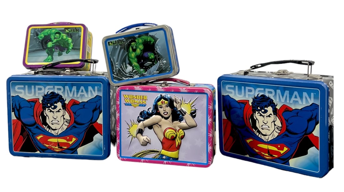 SUPERMAN WONDER WOMAN HULK LUNCHBOX COLLECTION LOT (1 of 12)