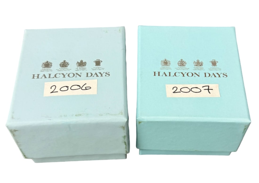 Halcyon Days Enamels Easter Egg Trinket Boxes: Halcyon Days Enamels Easter Egg Trinket Boxes. Lot of 2.