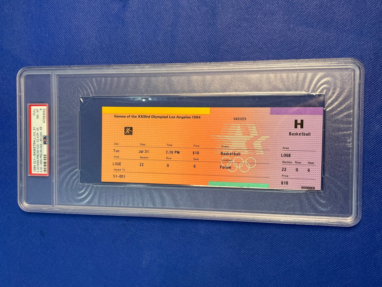 1984 Olympic basketball ticket PSA 8: 1984 Olympic basketball ticket PSA 8