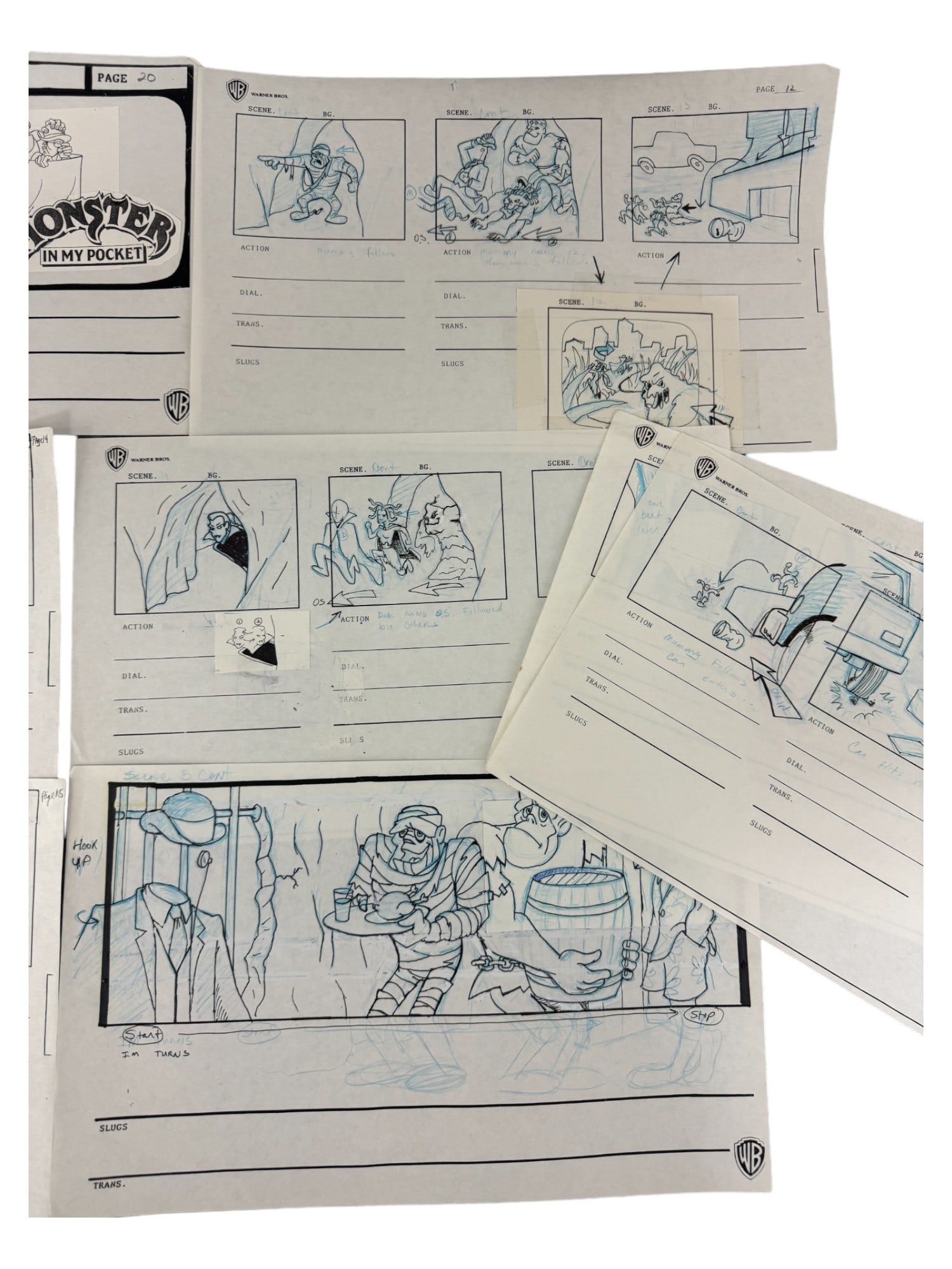 Warner Bros Original Monster in my Pocket Storyboard Animation Lot: Warner Bros Original Monster in my Pocket Storyboard Animation Lot of 8