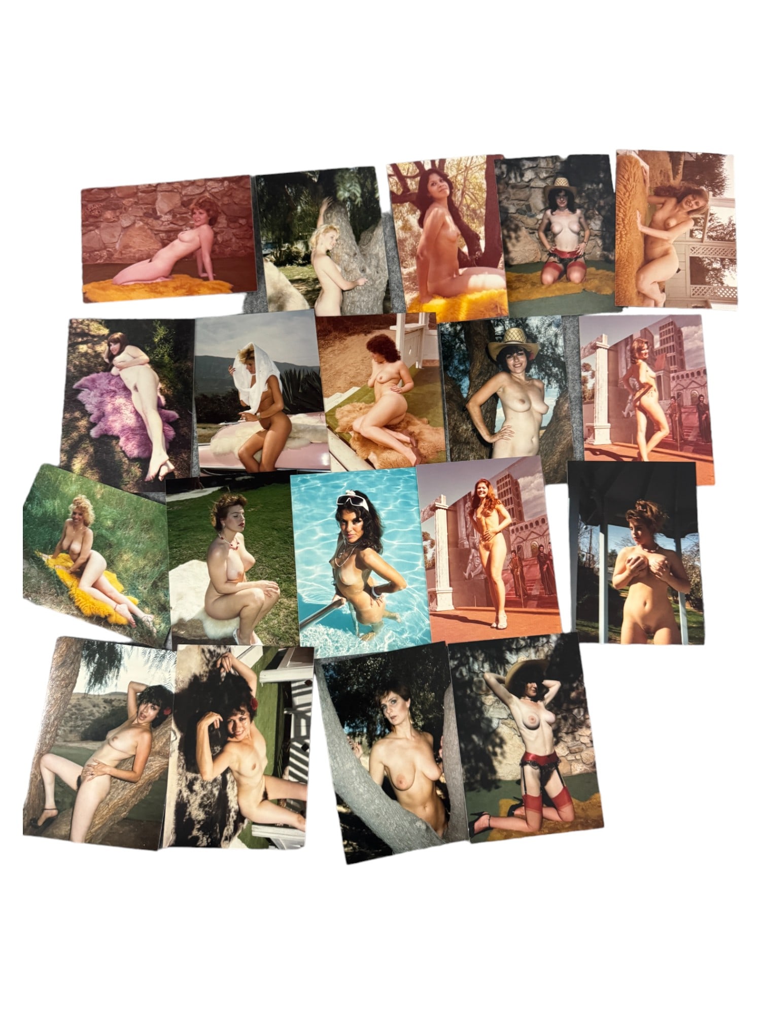 Vintage Pin-Up Nude Female Model Erotic Risque Photograph Collection Lot: Vintage Pin-Up Nude Female Model Photograph Collection Lot of 20 with Negatives. Approximate size of each photo is 5" x 3.5", we believe these photos are from a nudist colony. Some of the images might