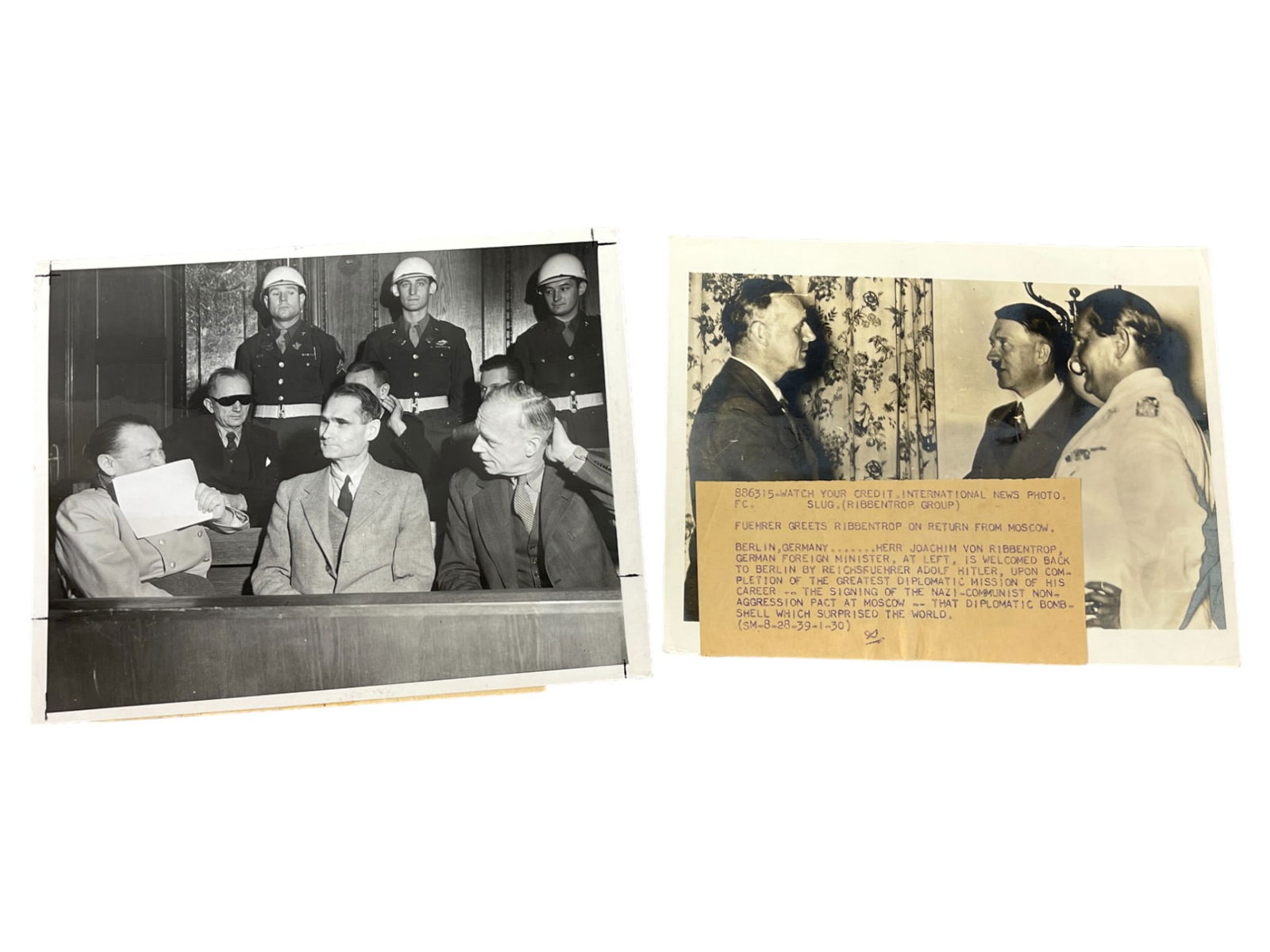 WWII Original Press Photo of Hermann Goering Rudolf Hess & More At Nuernberg Trail  W/ Postcard (1 of 5)