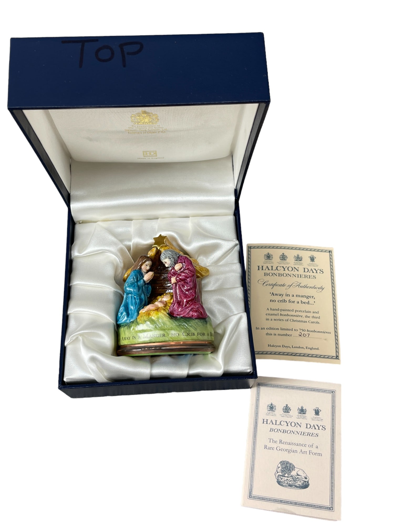 Halcyon Days Bonbonnieres "Away In a Manger, No Crib For a Bed" LTD 207/750 Hand Painted Porcelian (1 of 9)