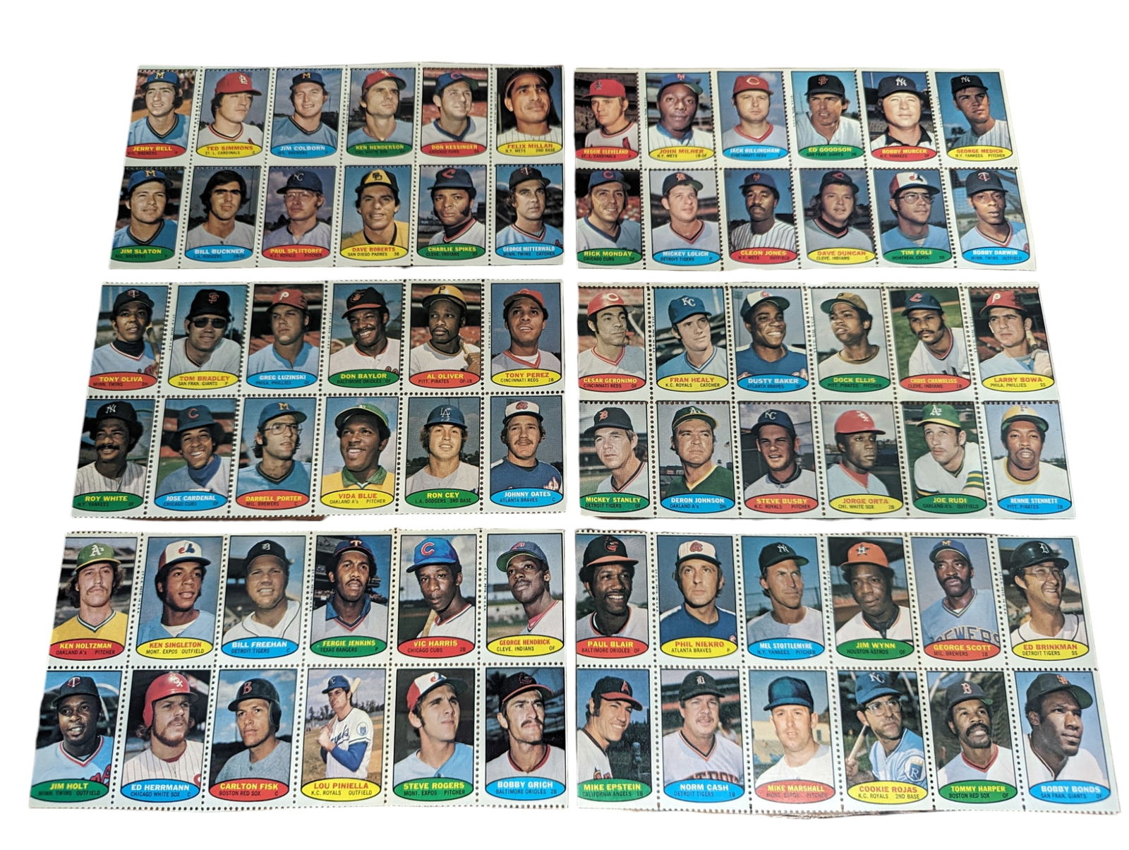 Uncut sheets 1974 Topps MLB baseball card stamp sheets (1 of 1)